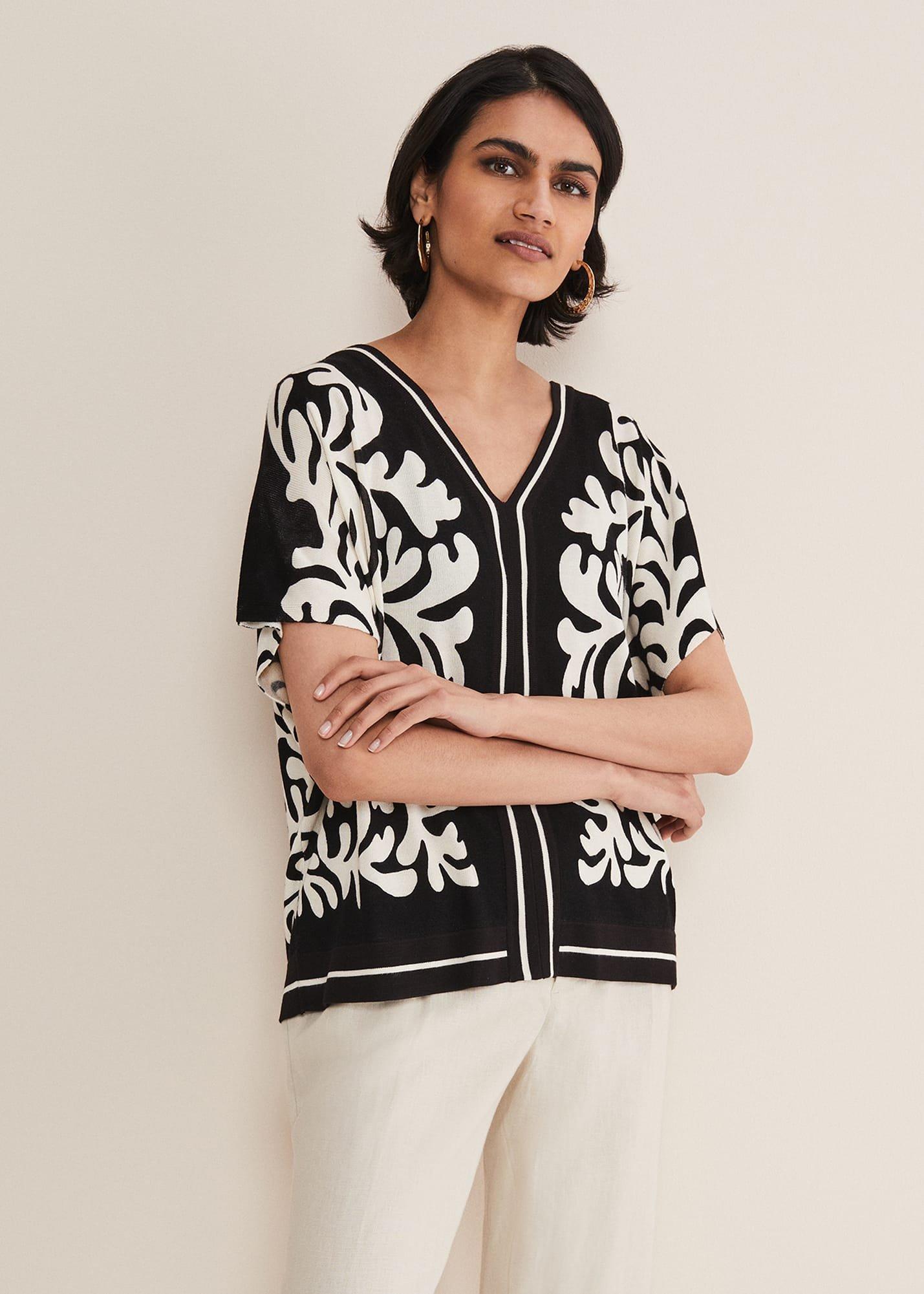 Natalie V Neck Printed Top