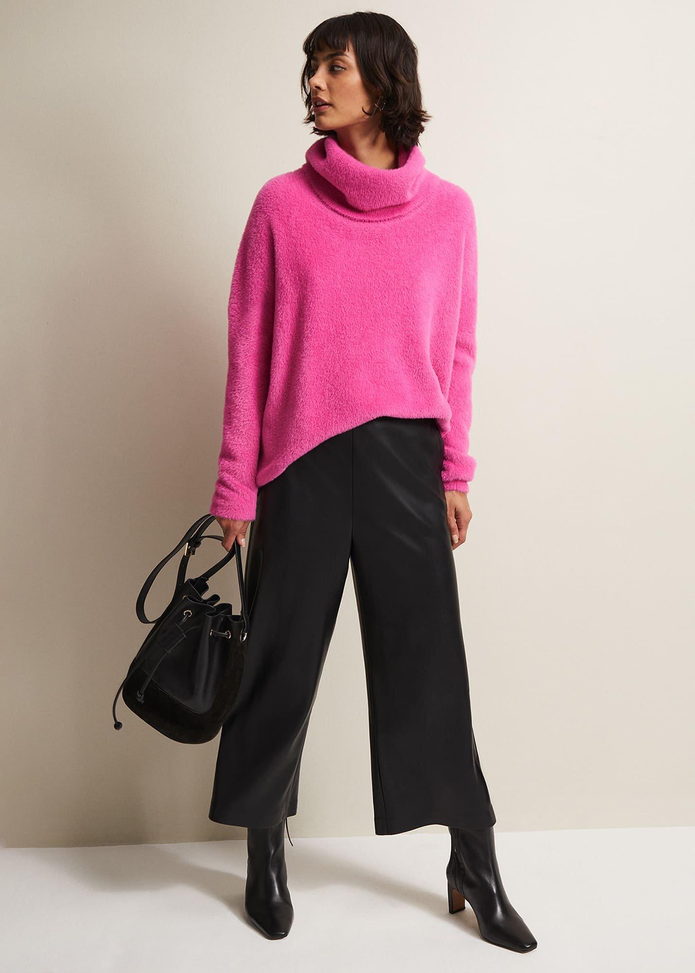 Natalia Pink Roll Neck Knitted Jumper