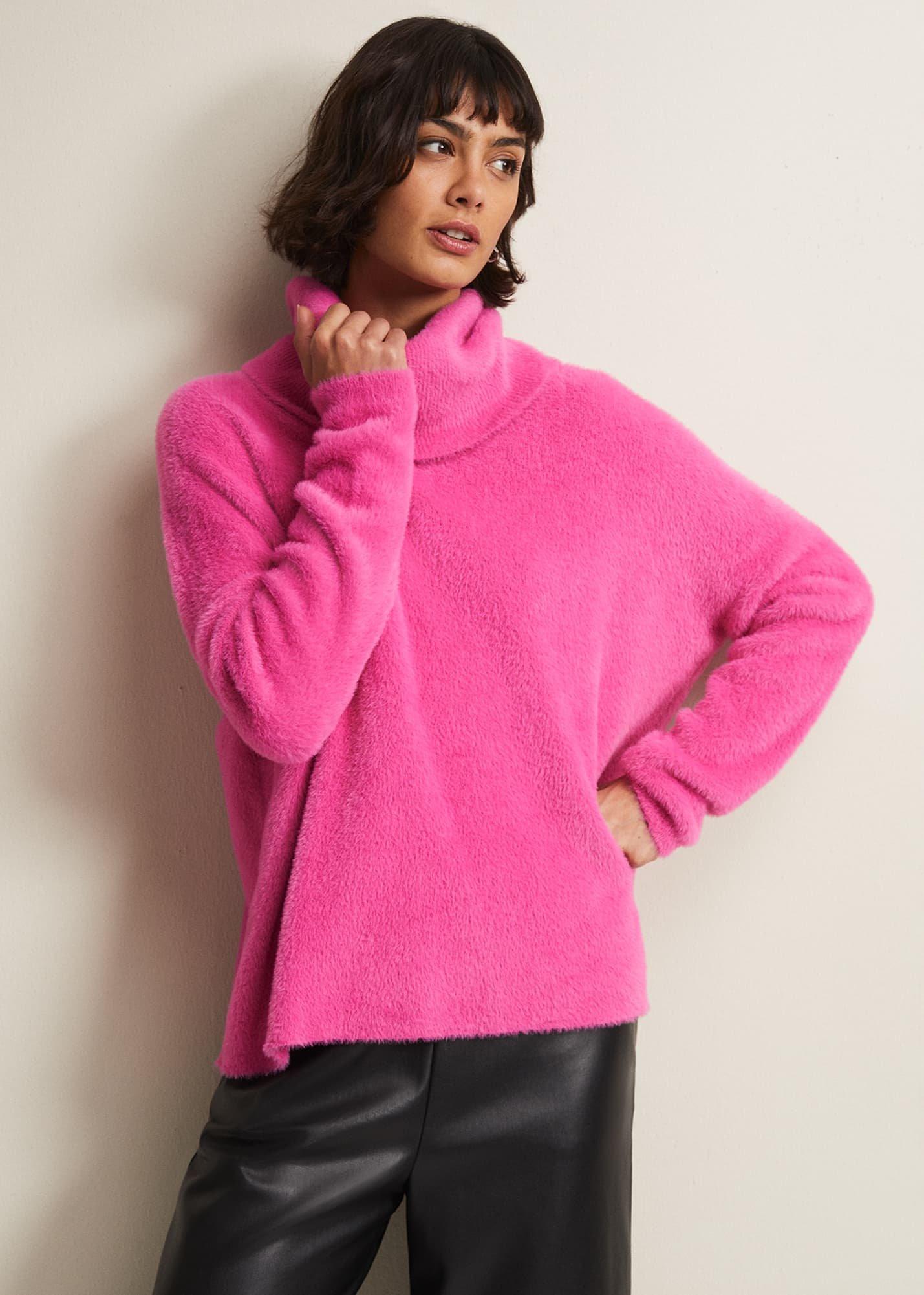 Natalia Pink Roll Neck Knitted Jumper