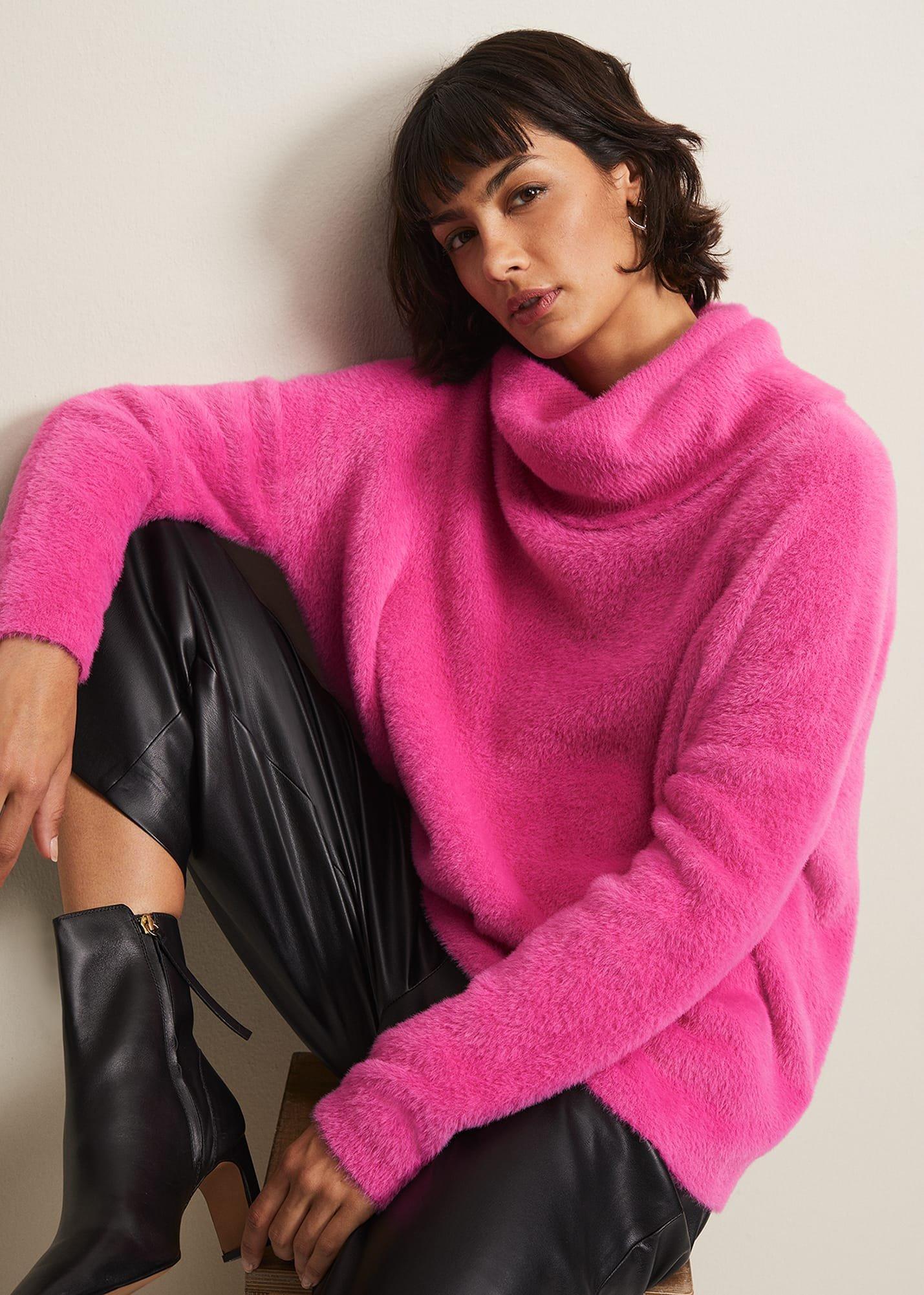 Natalia Pink Roll Neck Knitted Jumper