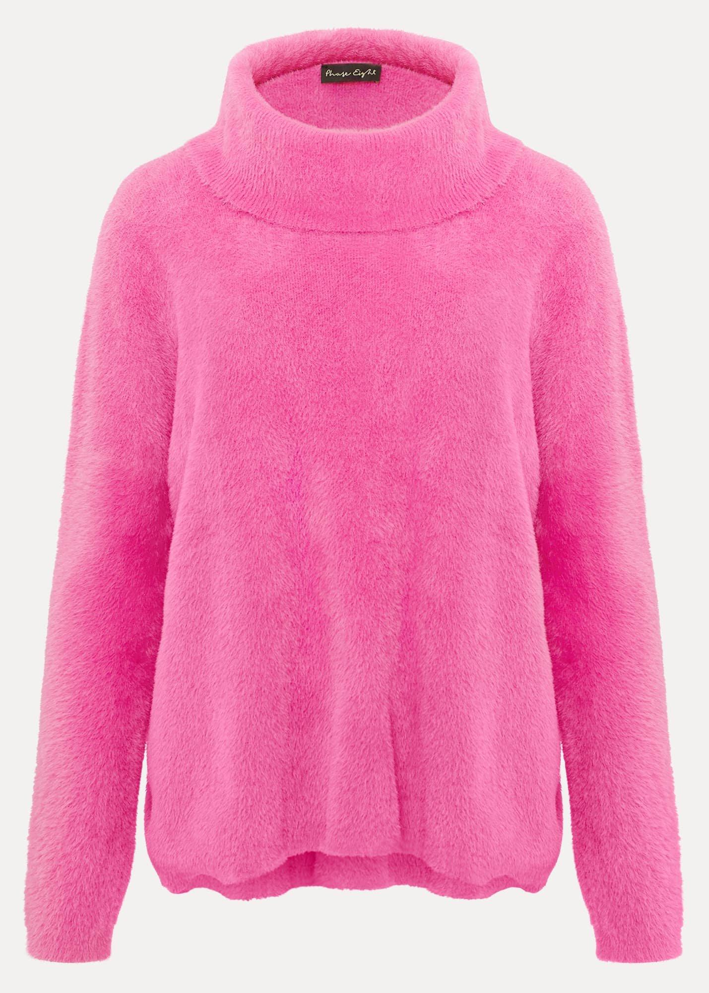 Natalia Pink Roll Neck Knitted Jumper