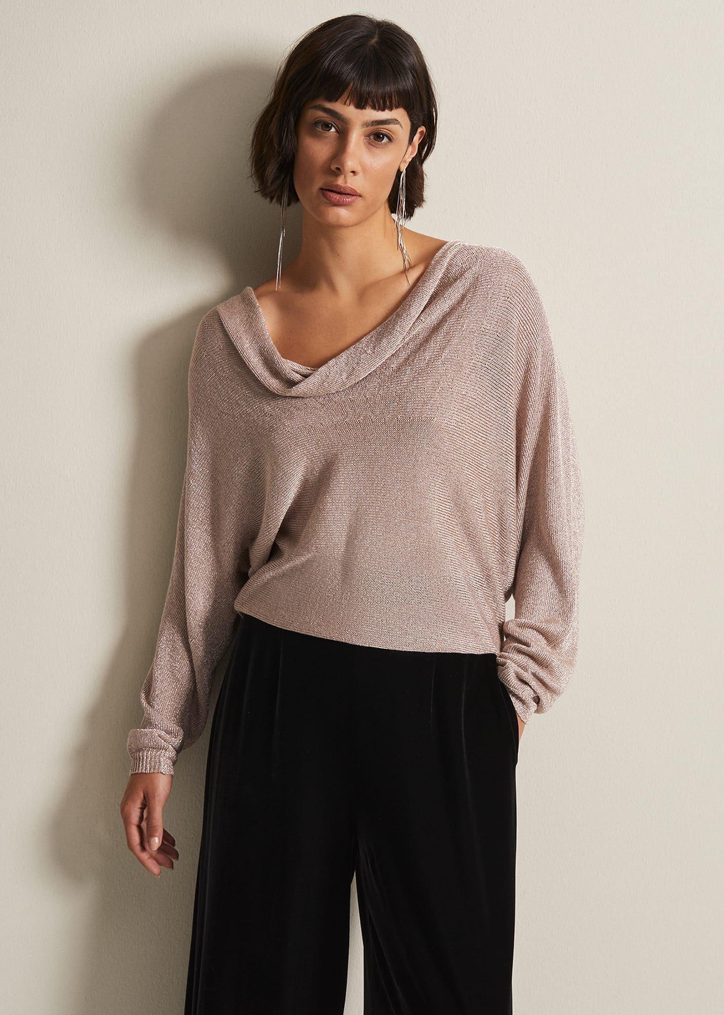 Malti Metallic Cowl Neck Knit
