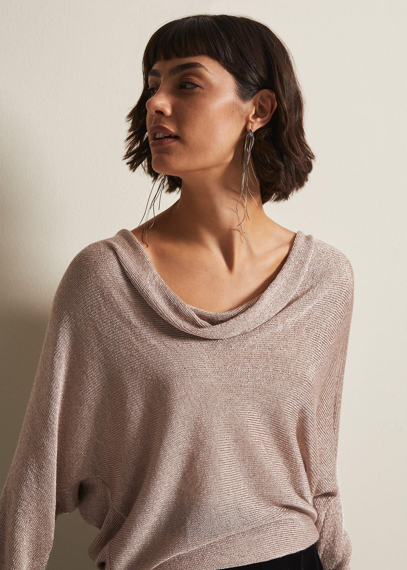 Malti Metallic Cowl Neck Knit
