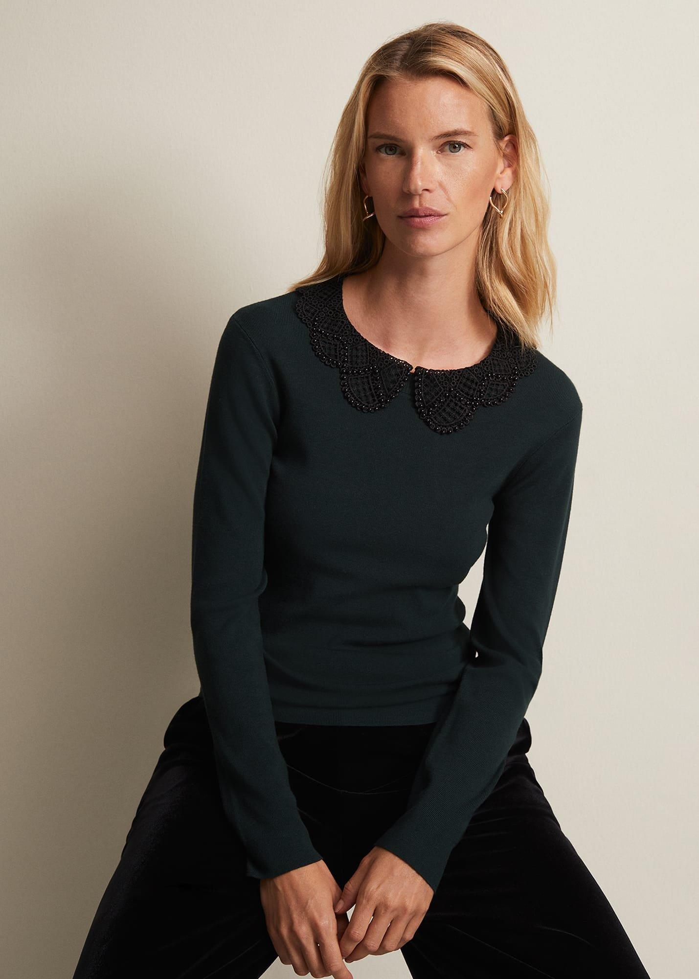 Evelyn Green Fine Knit Top