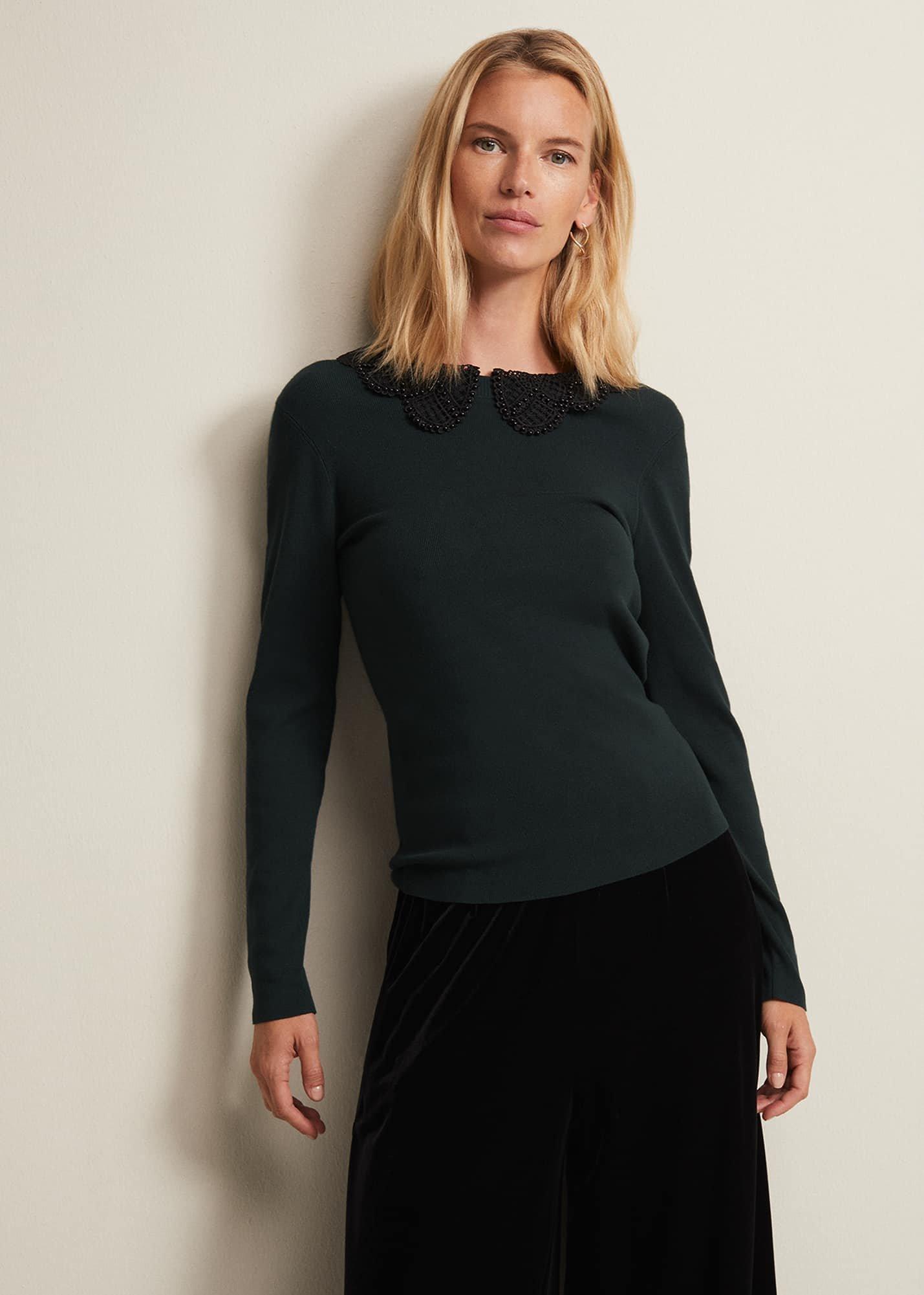 Evelyn Green Fine Knit Top