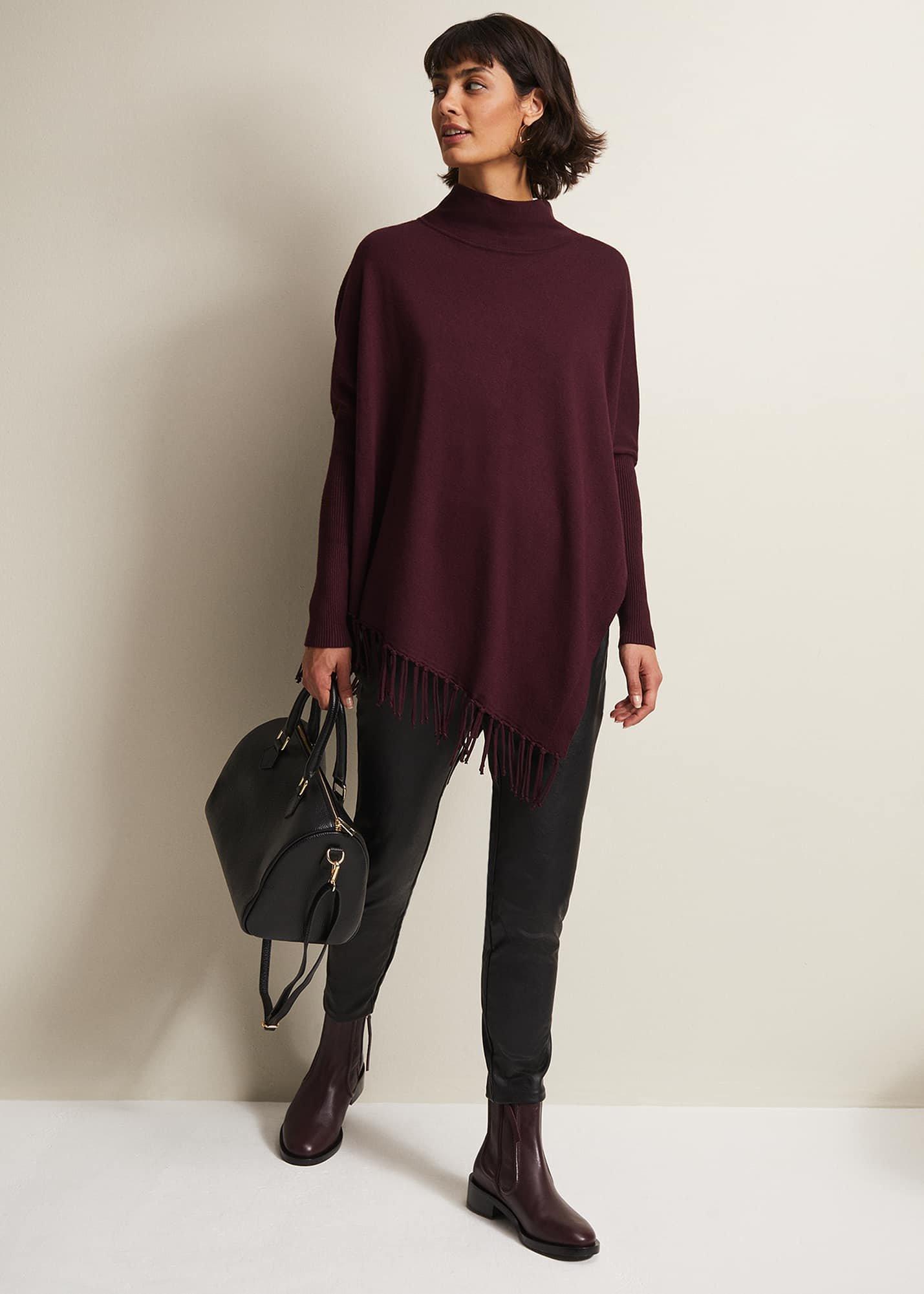 Athena Burgandy Tassel Jumper