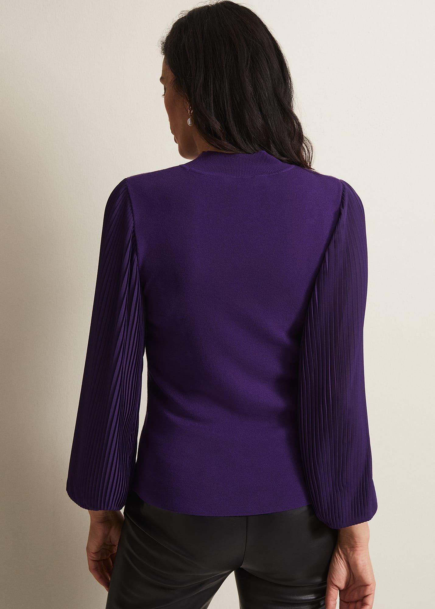 Emryl Purple Pleated Sleeve Jumper