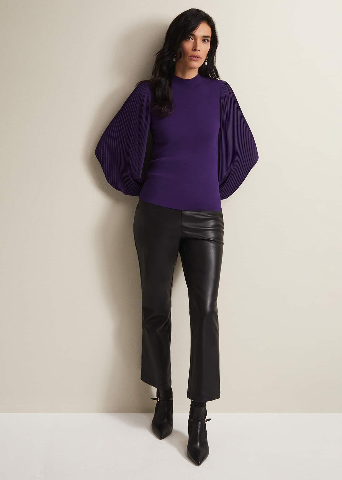 Emryl Purple Pleated Sleeve Jumper
