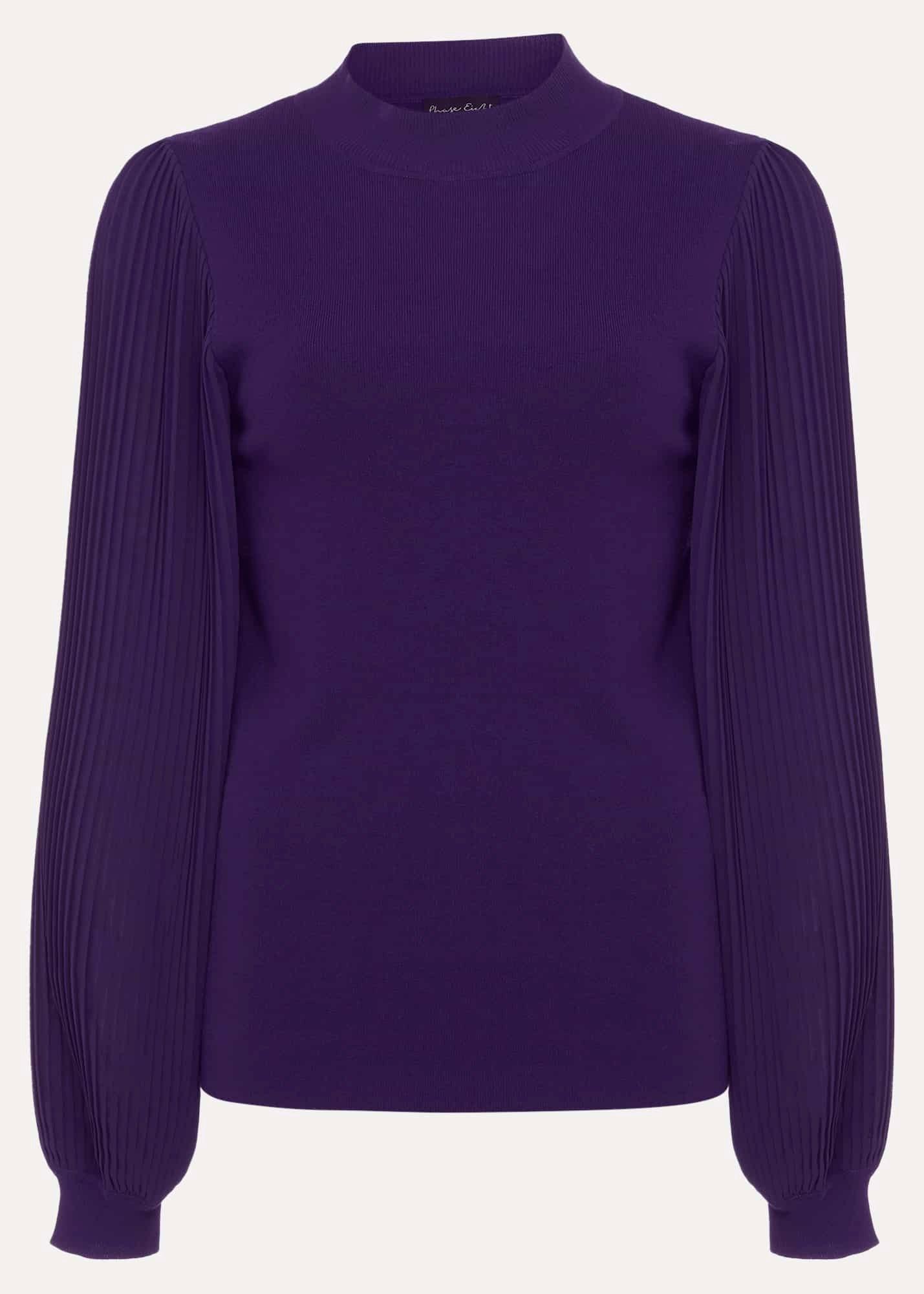Emryl Purple Pleated Sleeve Jumper