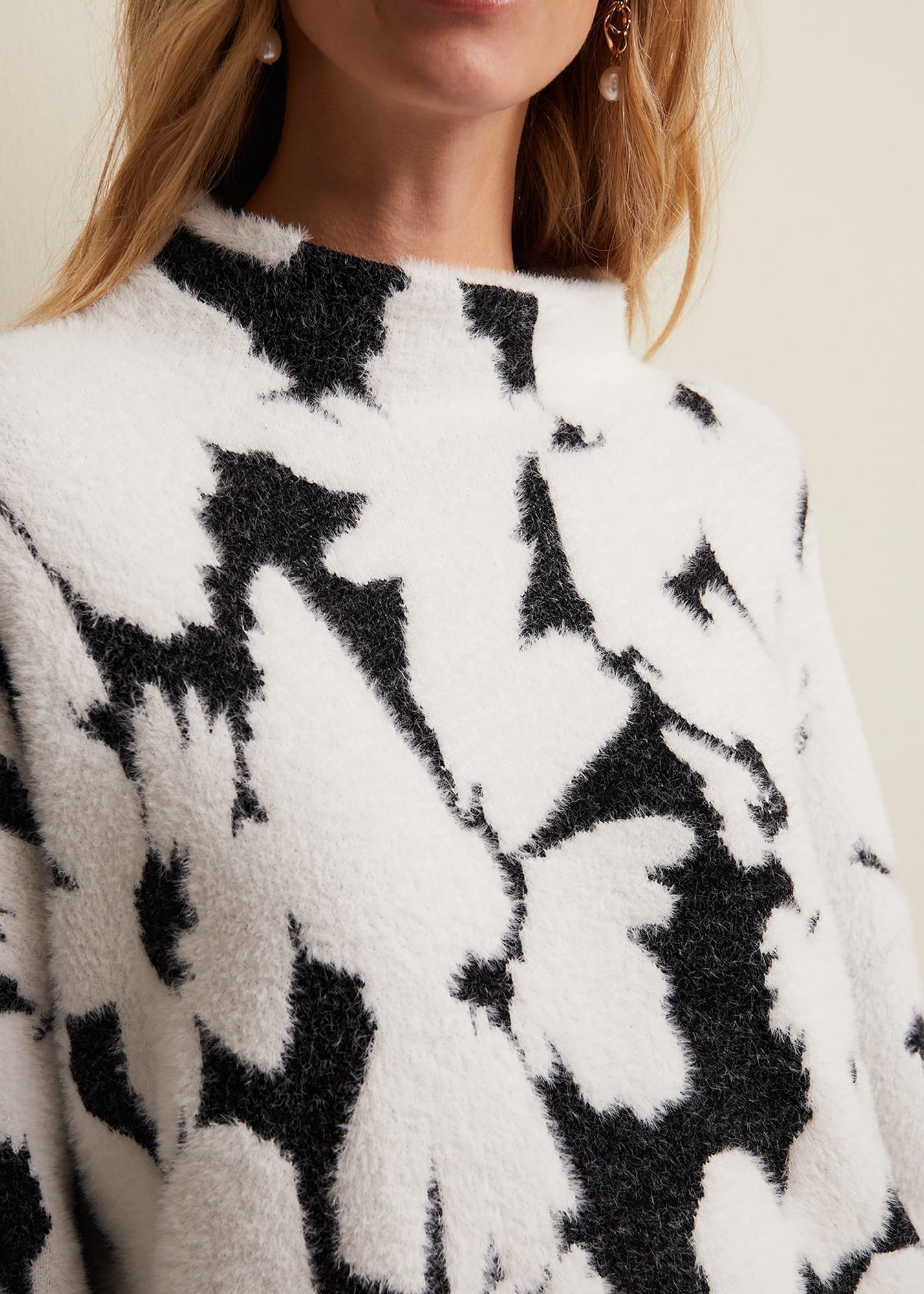 Paigey Floral Jacquard Fluffy Jumper
