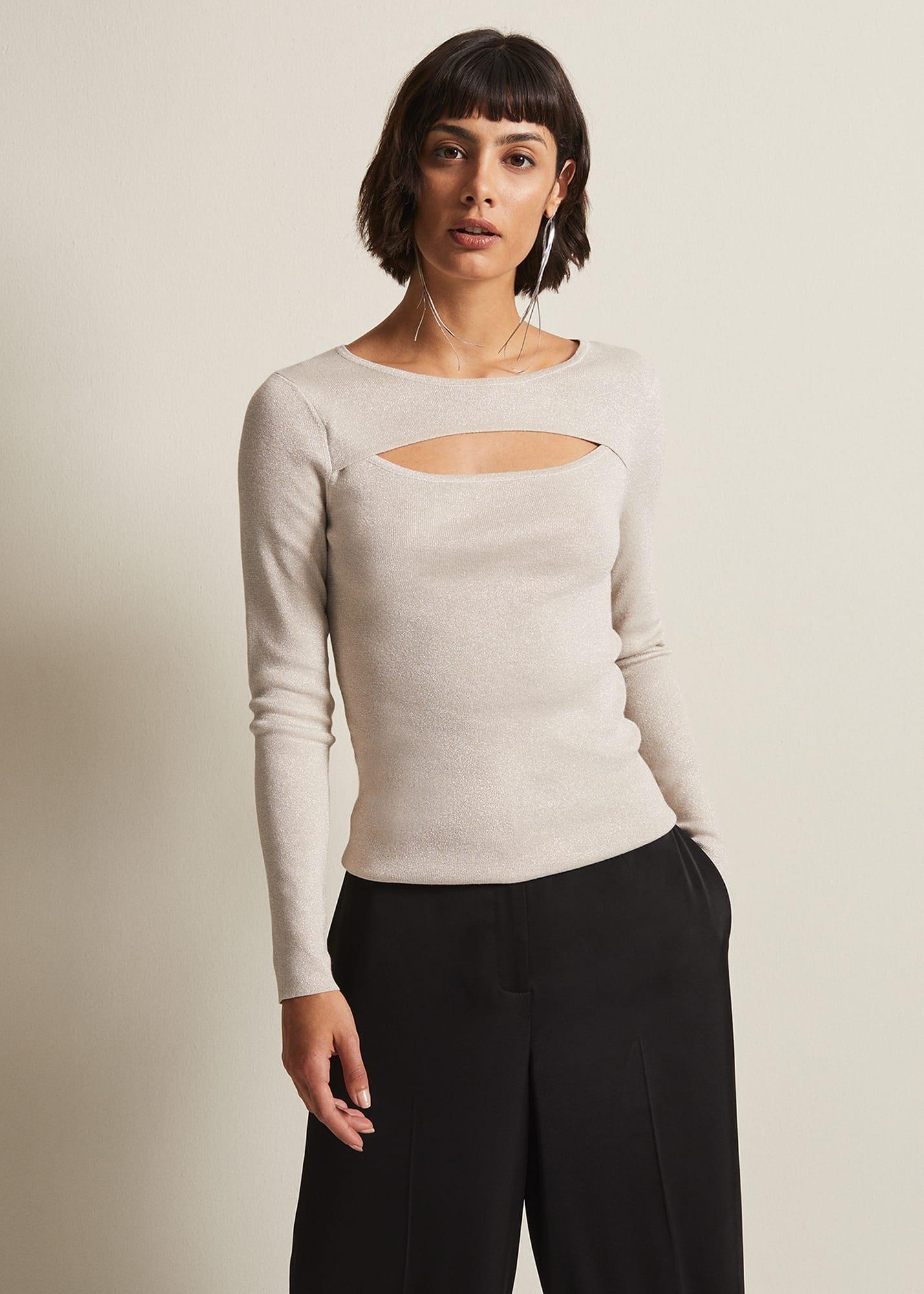 Ciara Cut Out Lurex Knitted Top