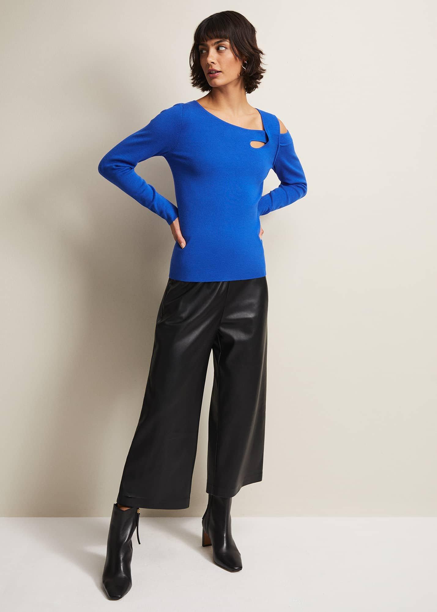 Wren Blue Cut Out Knitted Top