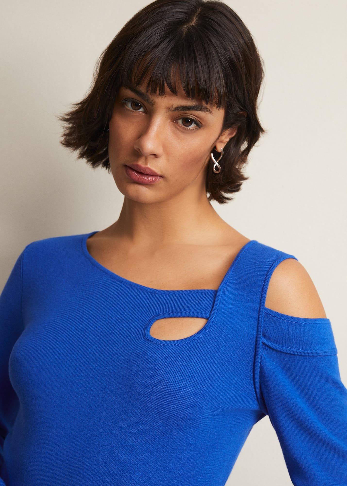 Wren Blue Cut Out Knitted Top