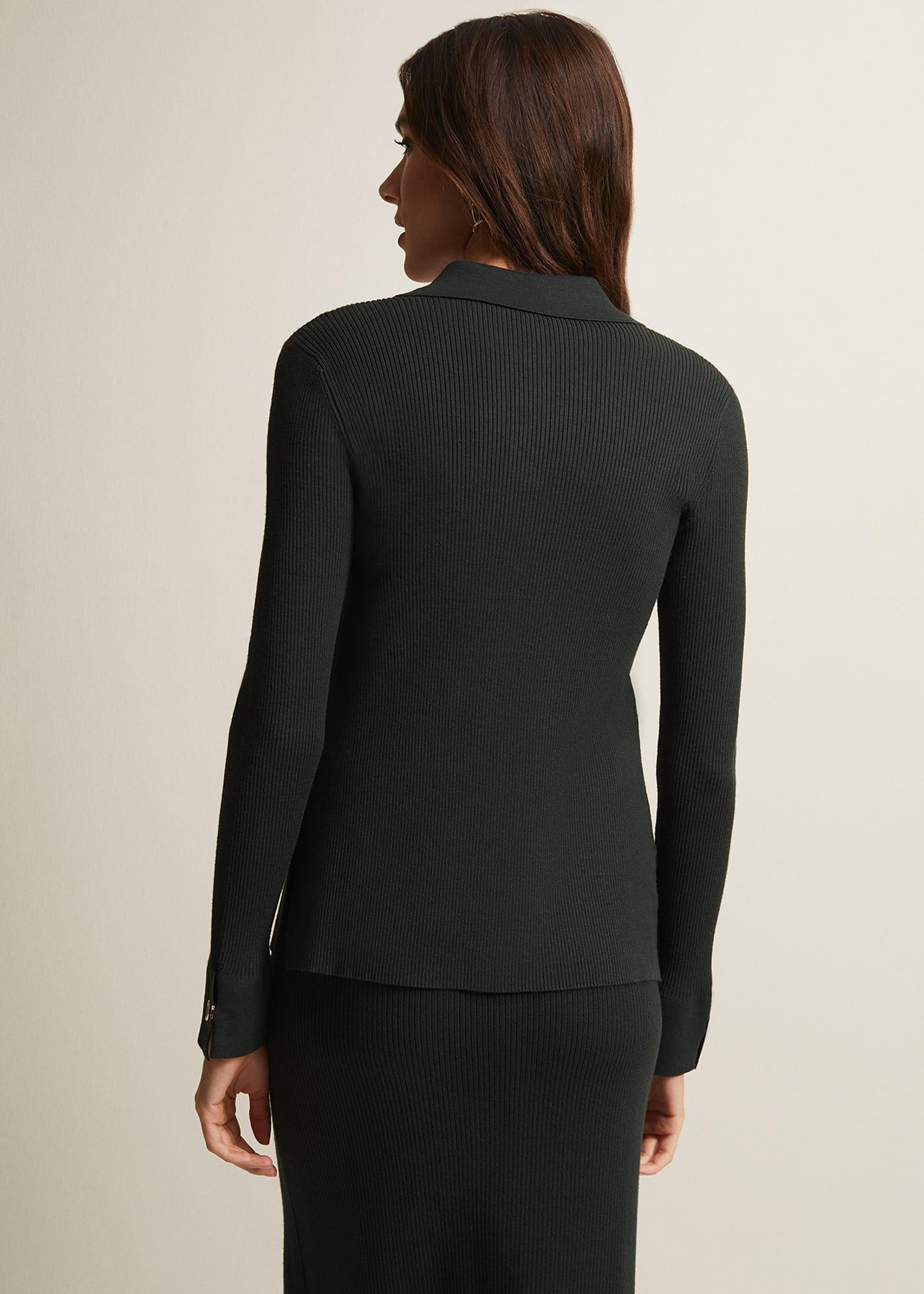 Irina Ribbed Button Front Knit Top