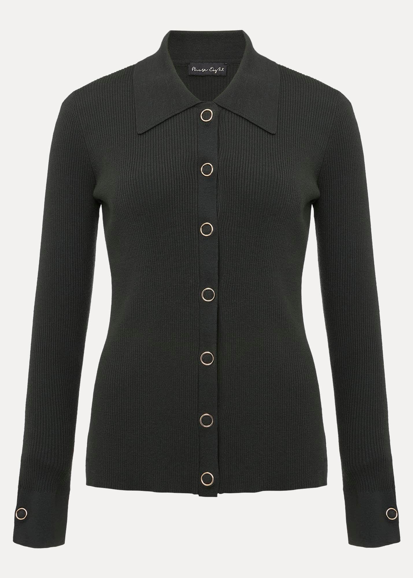 Irina Ribbed Button Front Knit Top