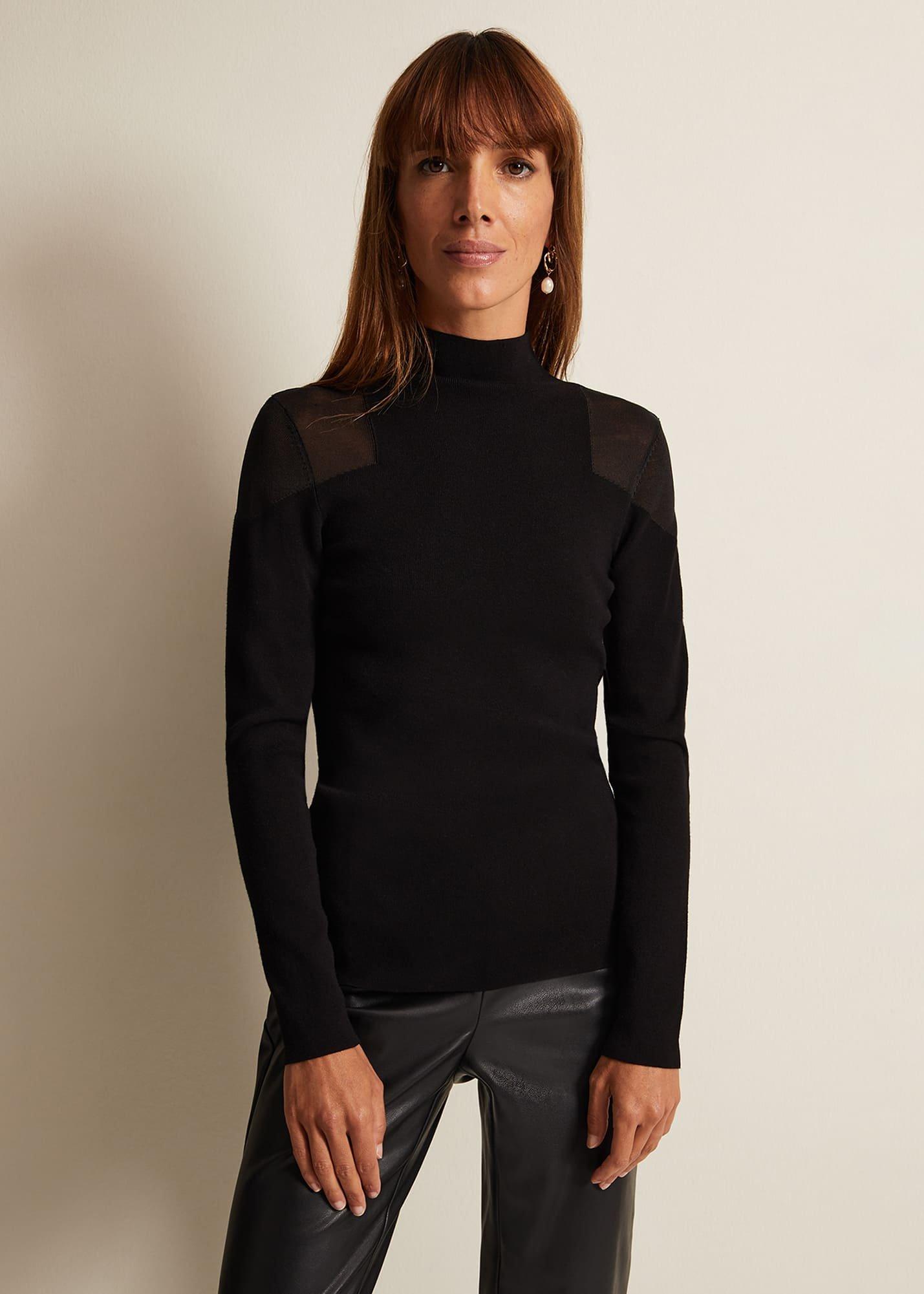 Amiee Sheer Cold Shoulder Knit Panel Top