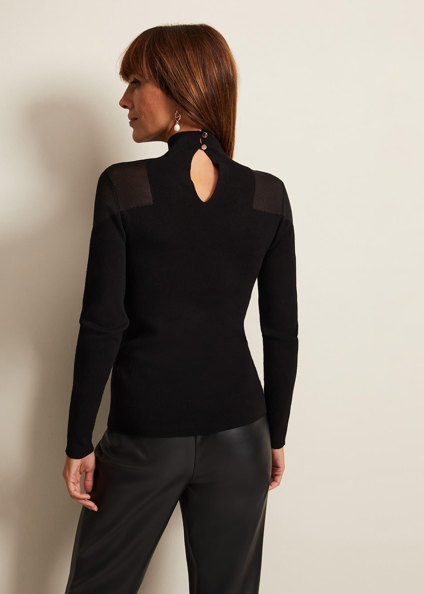 Amiee Sheer Cold Shoulder Knit Panel Top