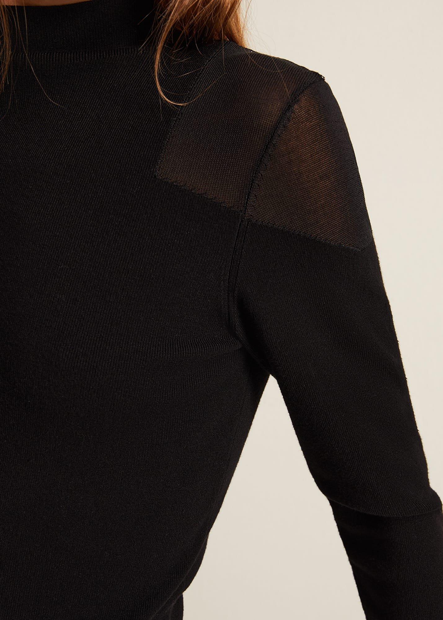 Amiee Sheer Cold Shoulder Knit Panel Top