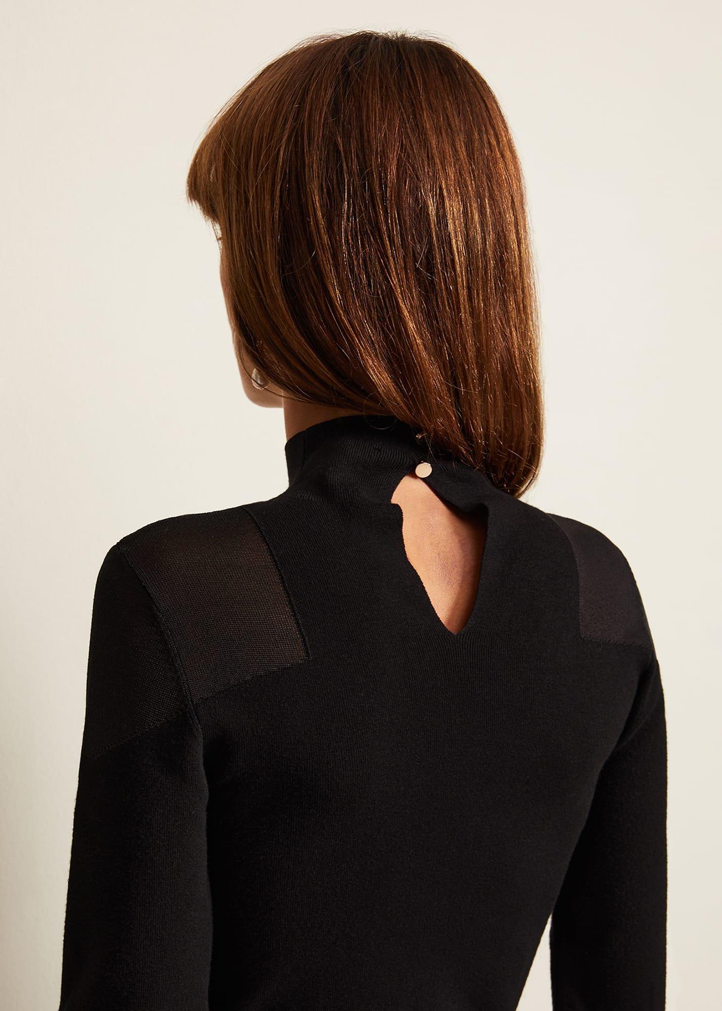 Amiee Sheer Cold Shoulder Knit Panel Top