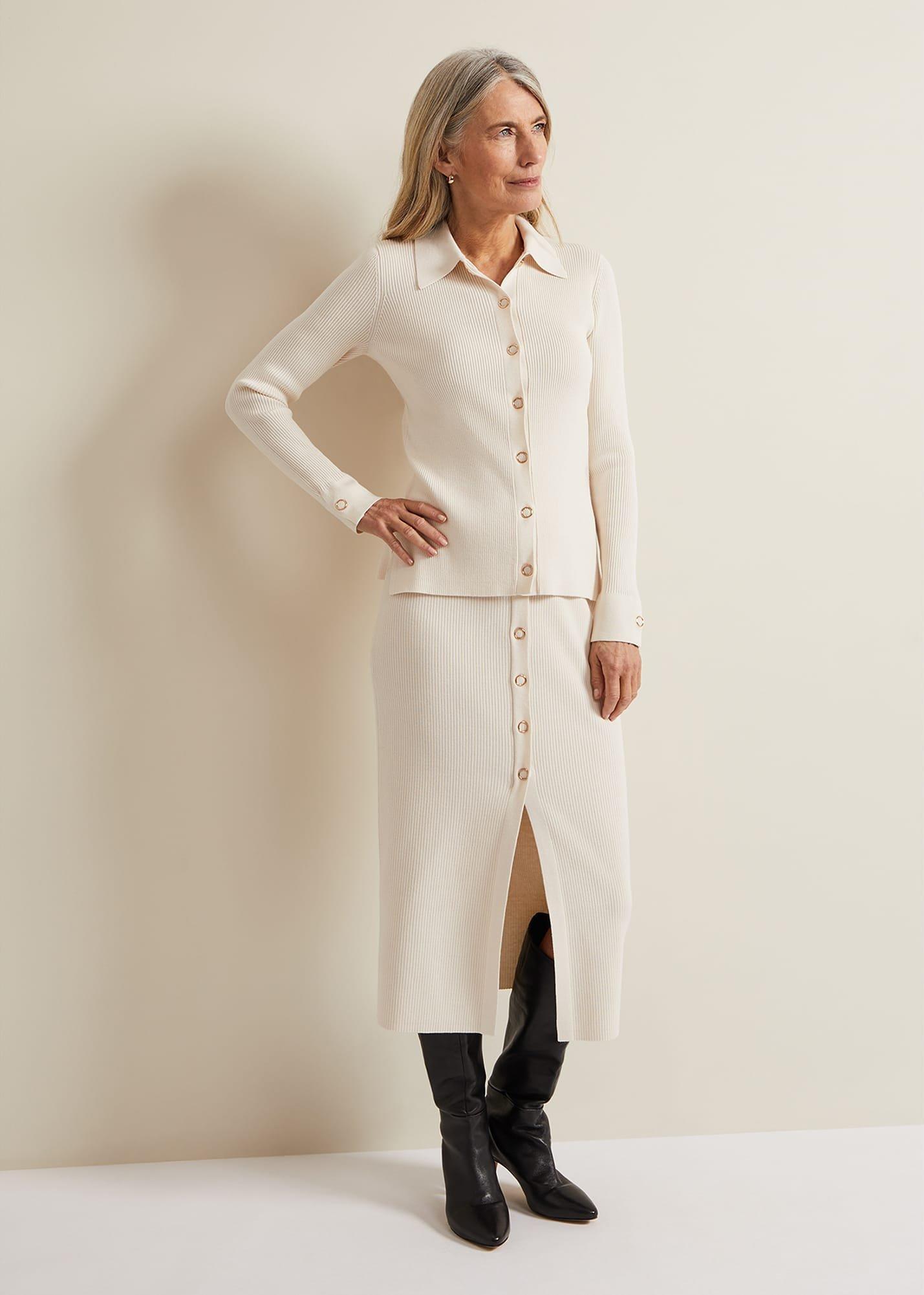 Irina Ribbed Button Detail Knit Top
