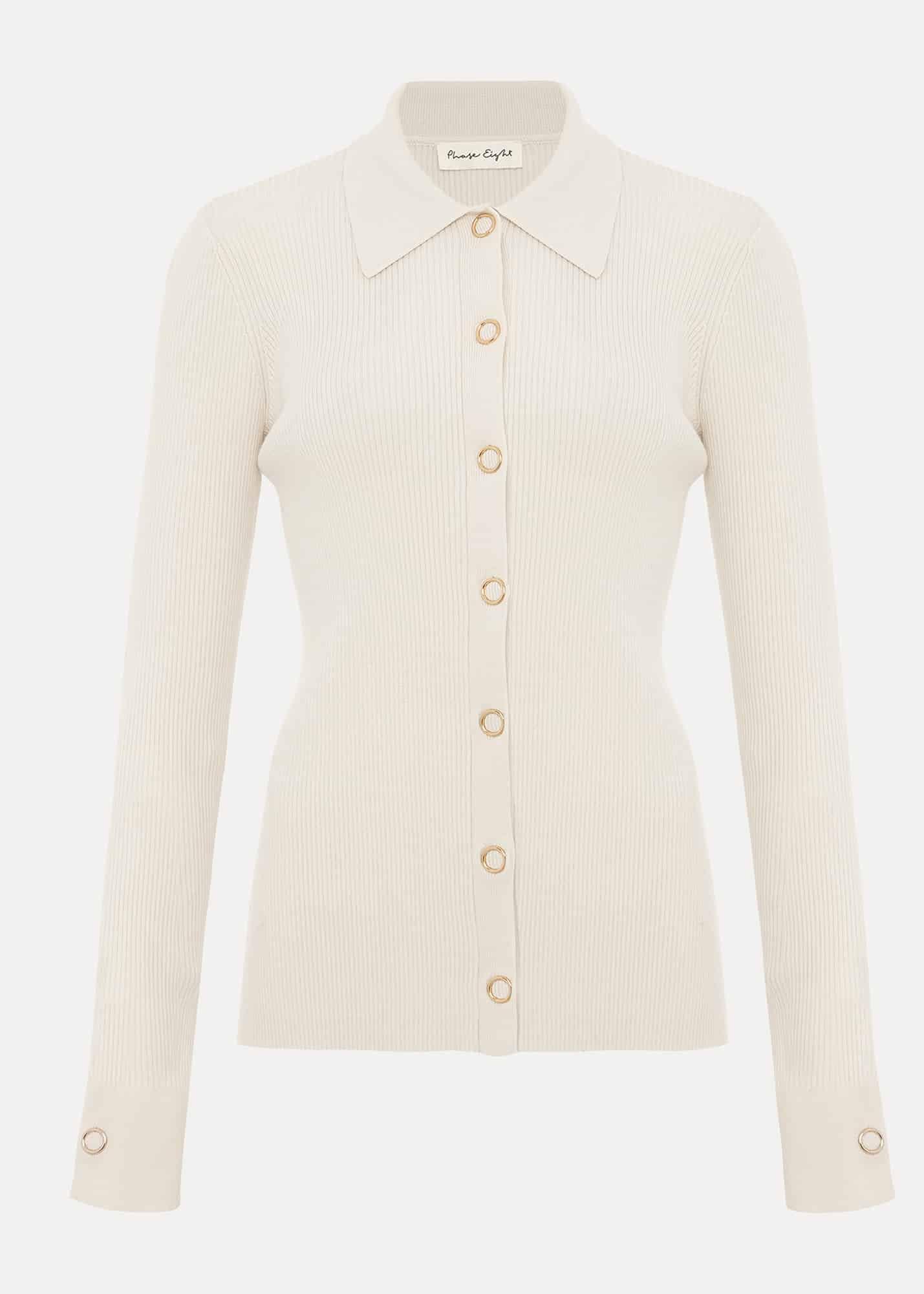 Irina Ribbed Button Detail Knit Top