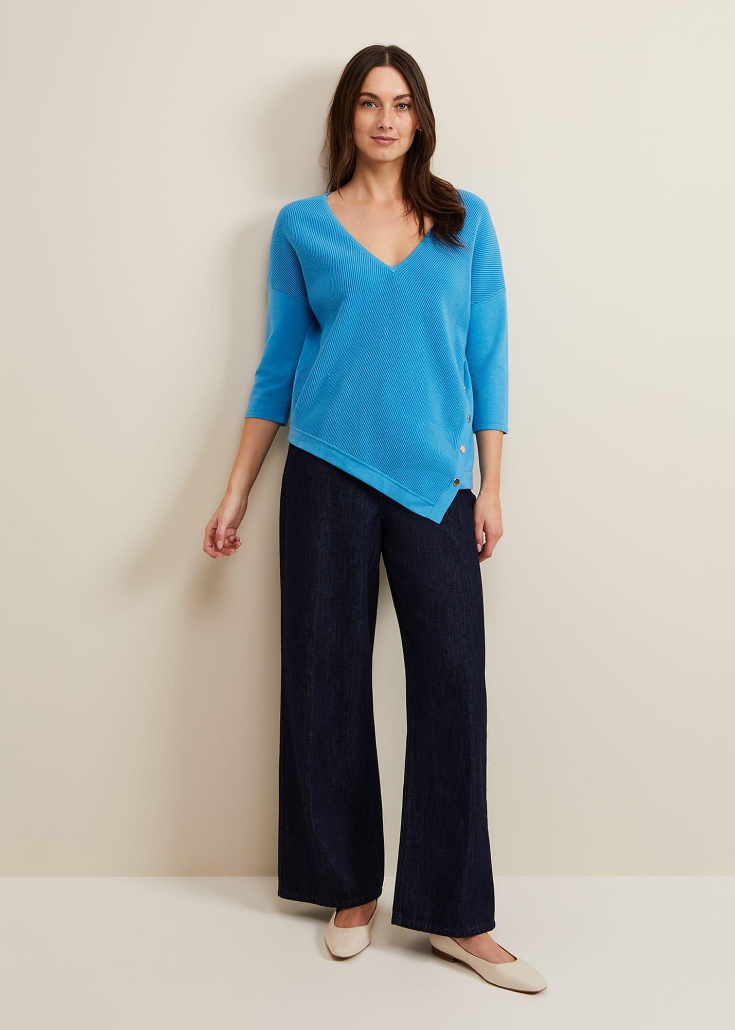 Georgia Ribbed Asymmetric Button Jumper