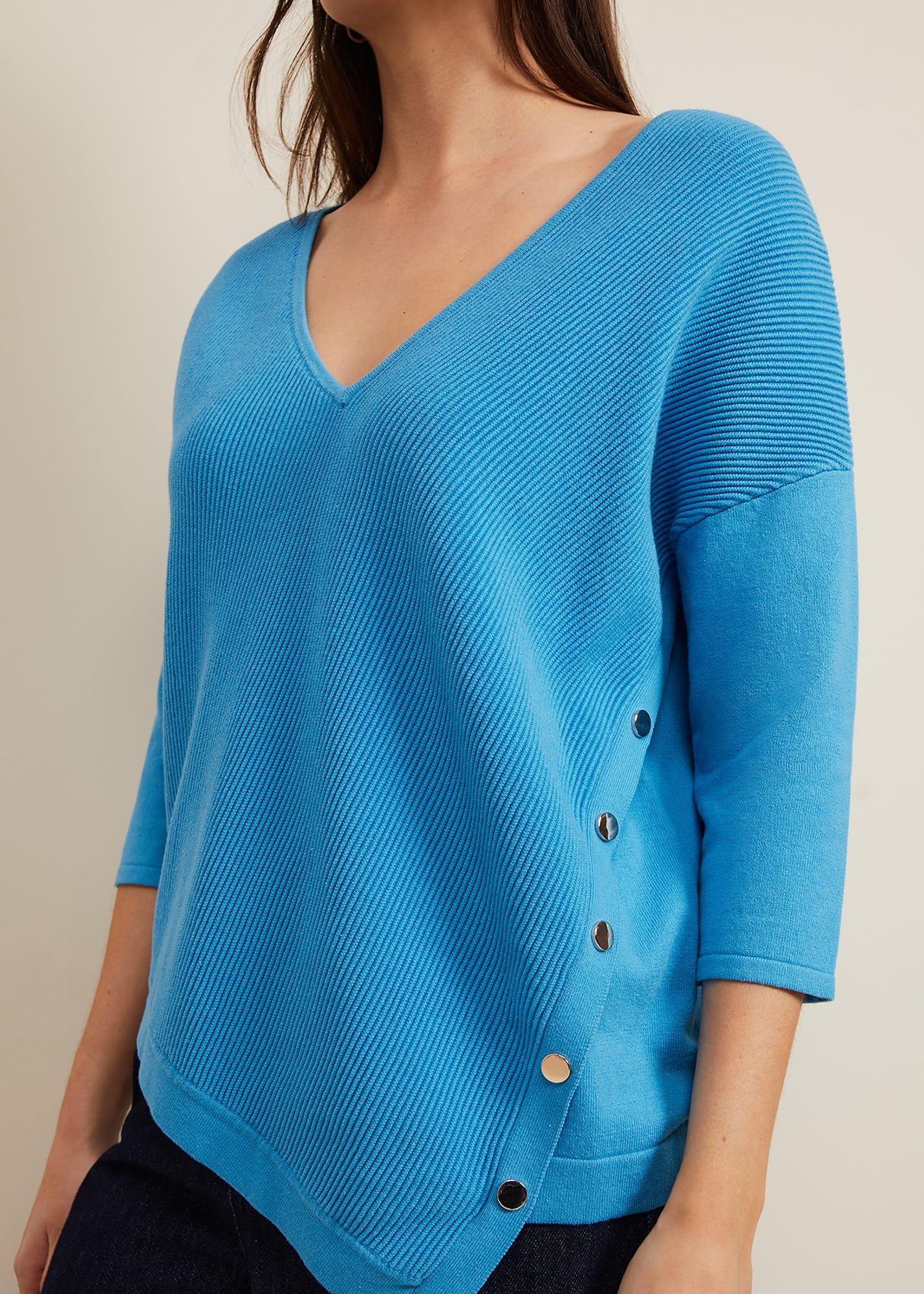 Georgia Ribbed Asymmetric Button Jumper