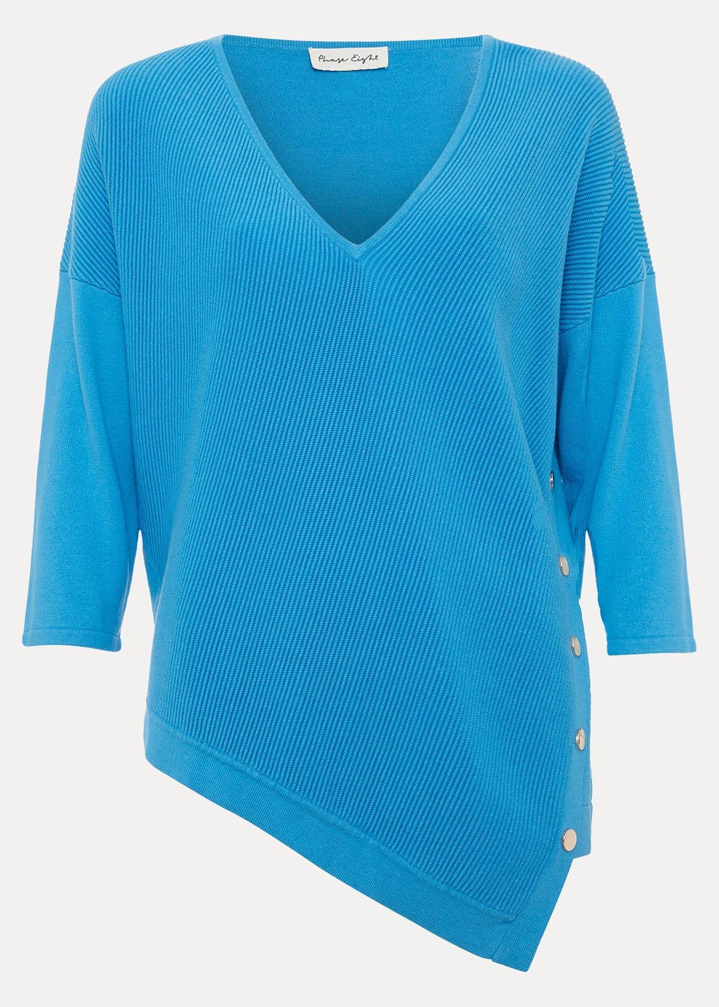 Georgia Ribbed Asymmetric Button Jumper