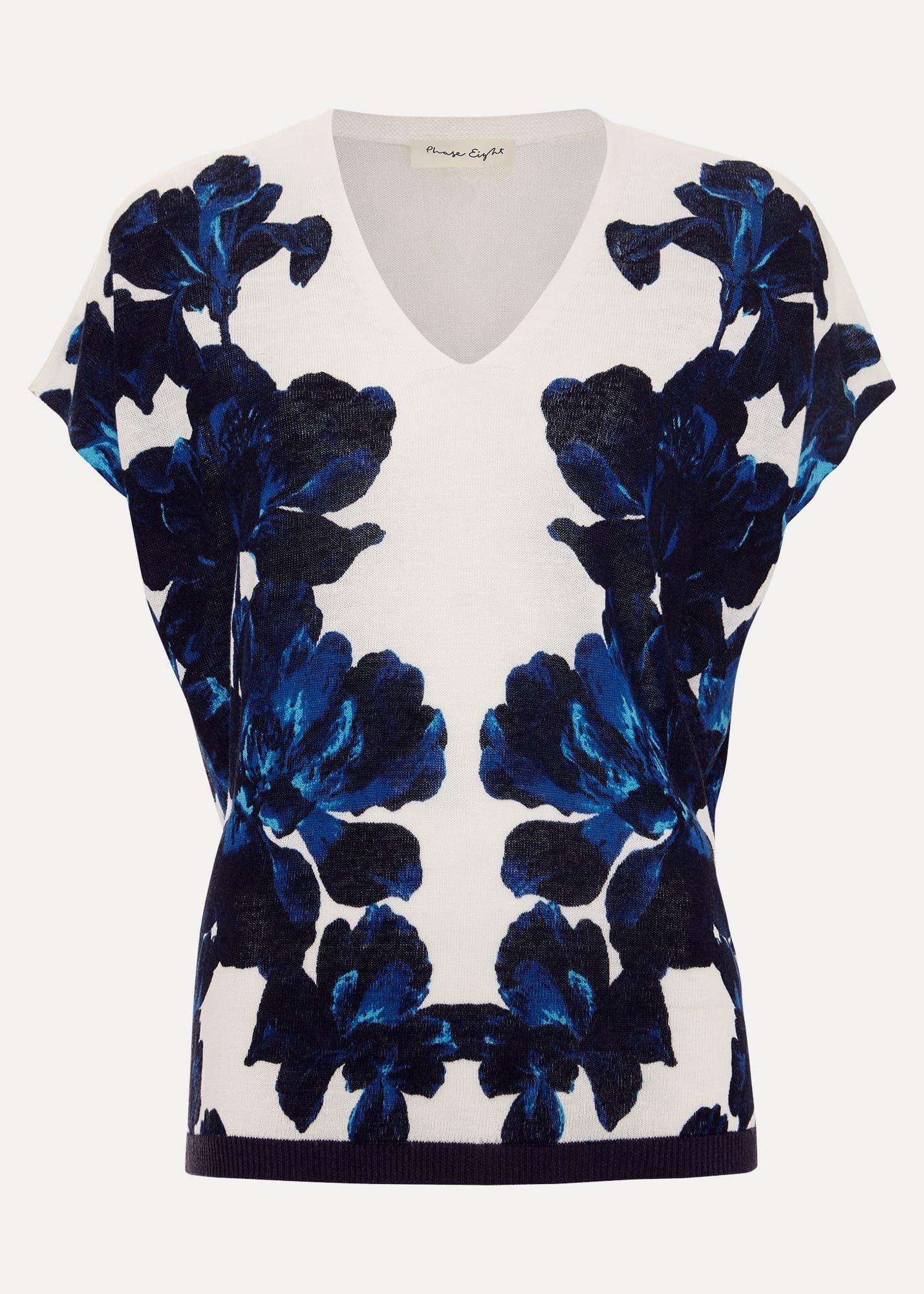 Mia Floral Print Linen Knit Top