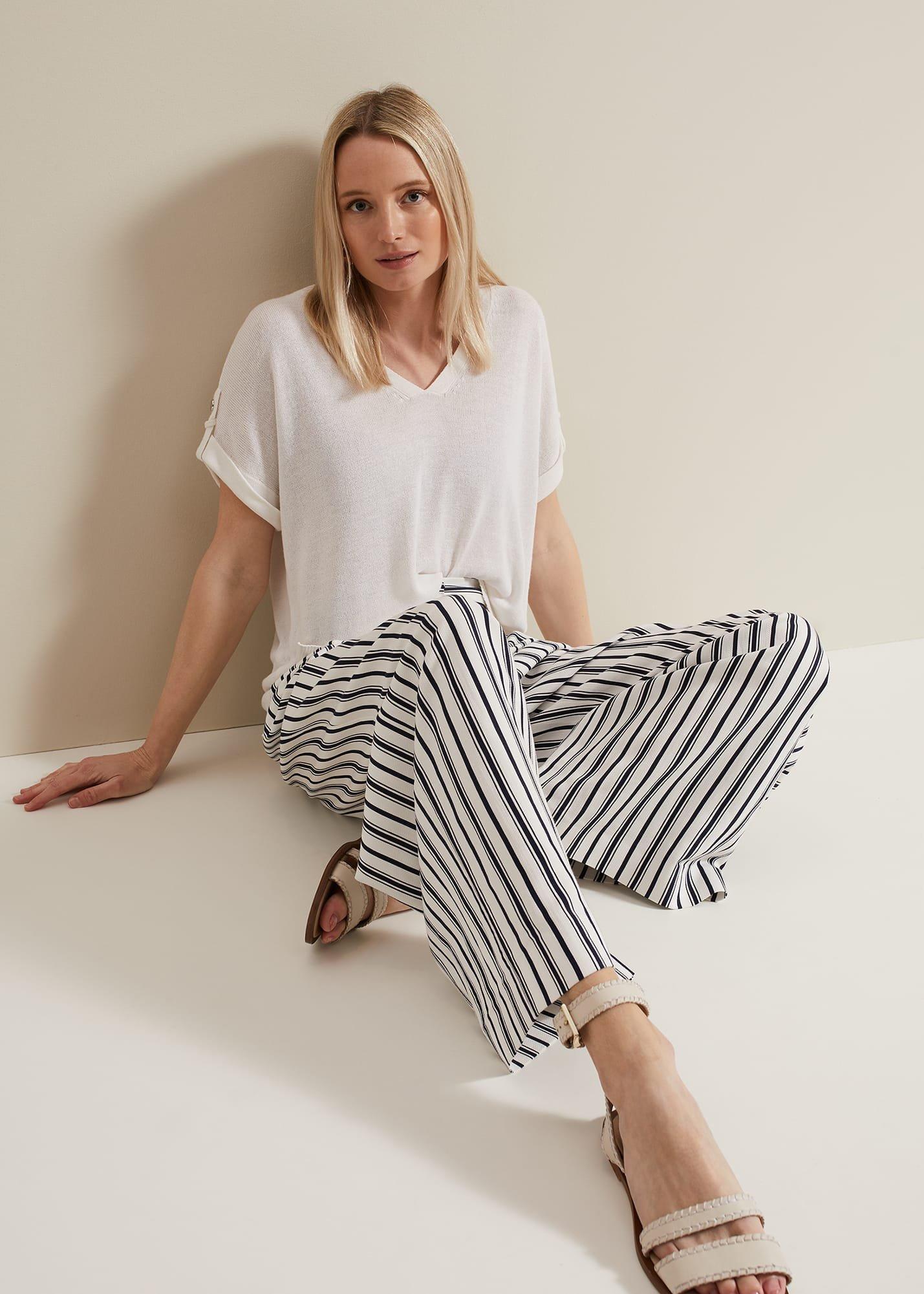 Laura Linen Metal Button Tab Top