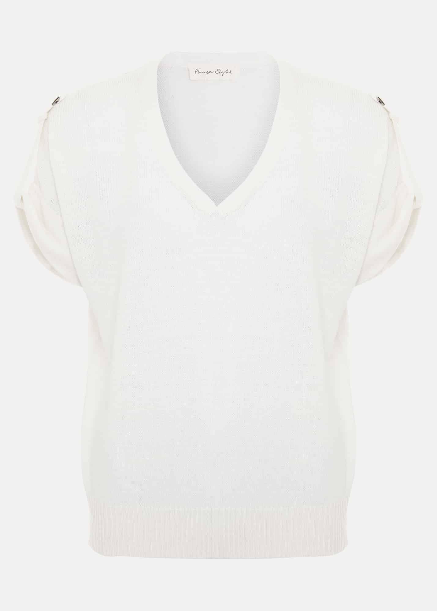 Laura Linen Metal Button Tab Top