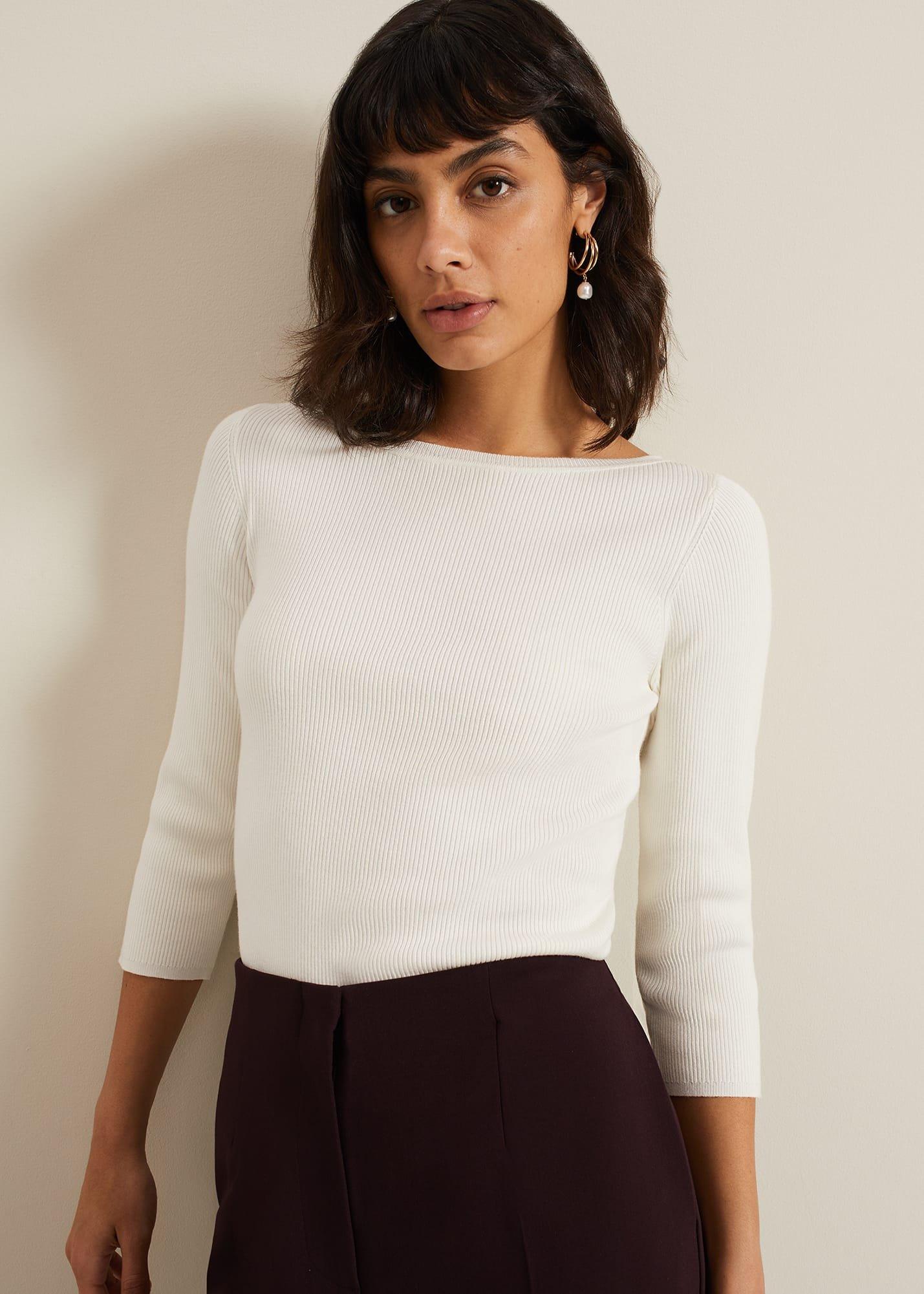 Tannah Ribbed Slash Neck Top