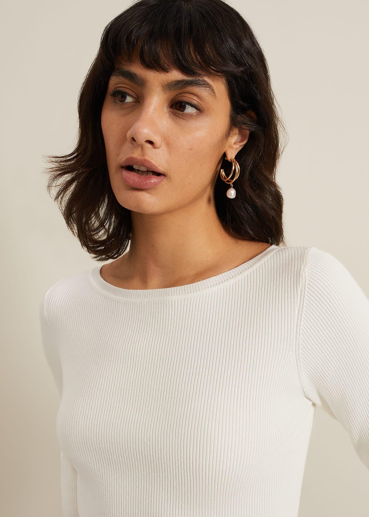 Tannah Ribbed Slash Neck Top