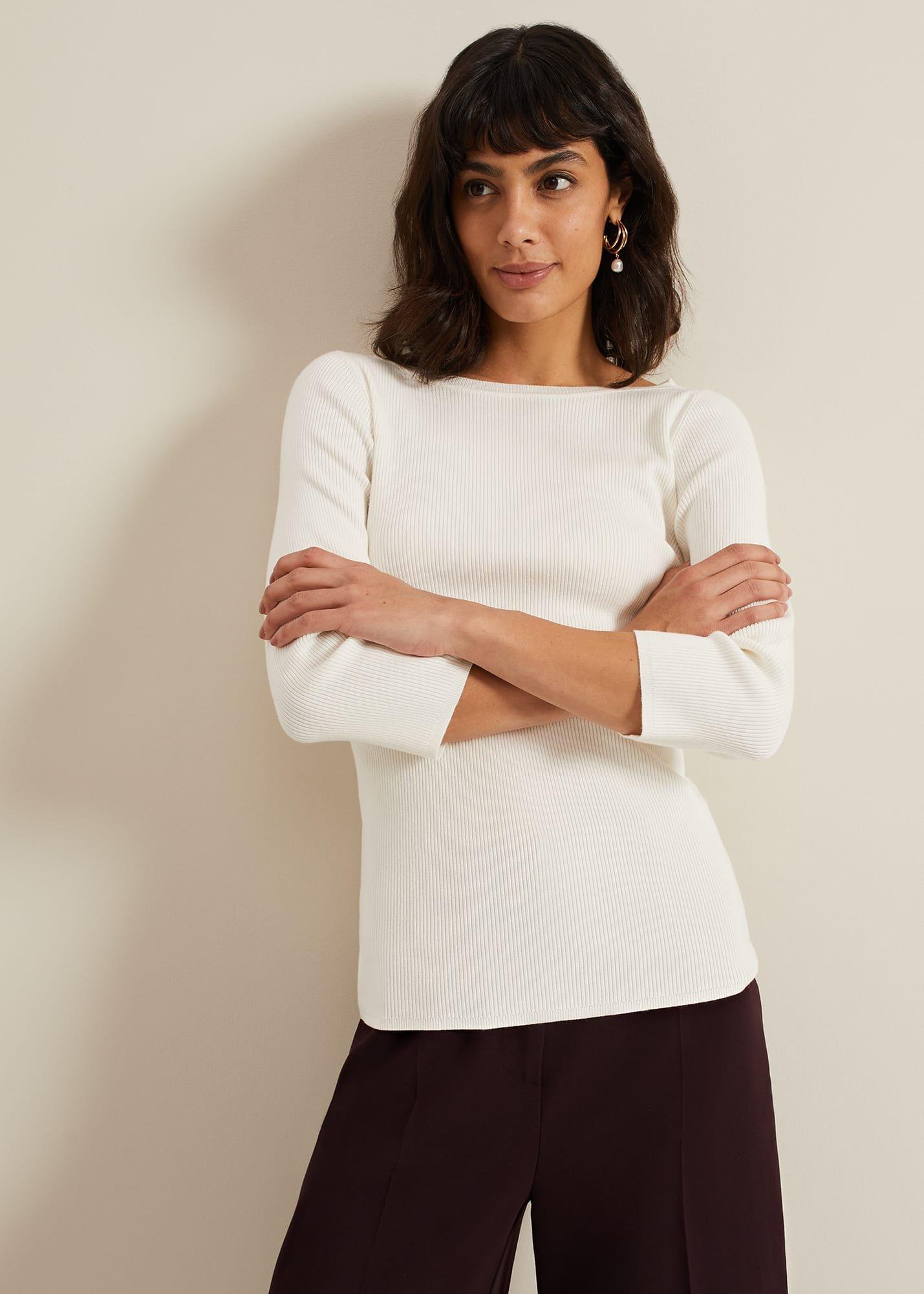 Tannah Ribbed Slash Neck Top