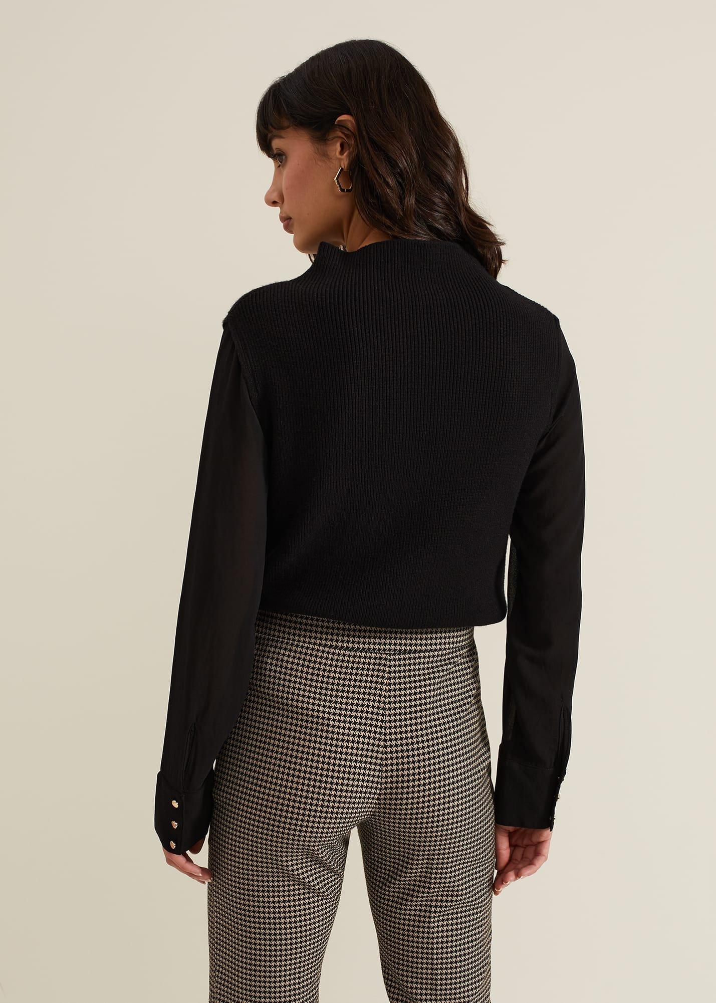 Ella Black Woven Sleeve Jumper