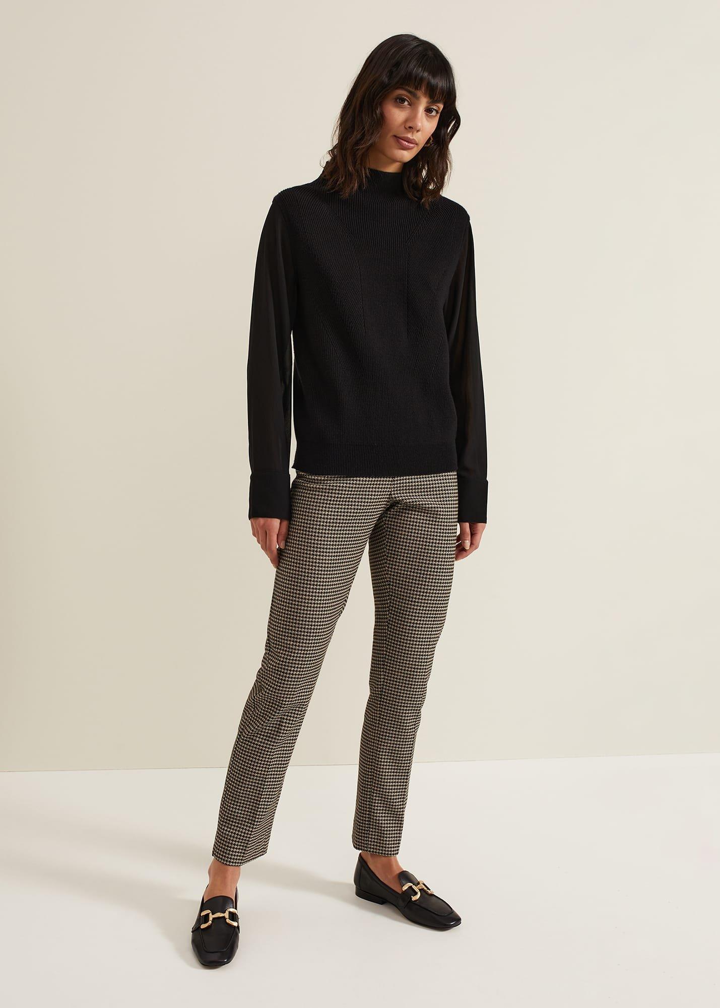 Ella Black Woven Sleeve Jumper