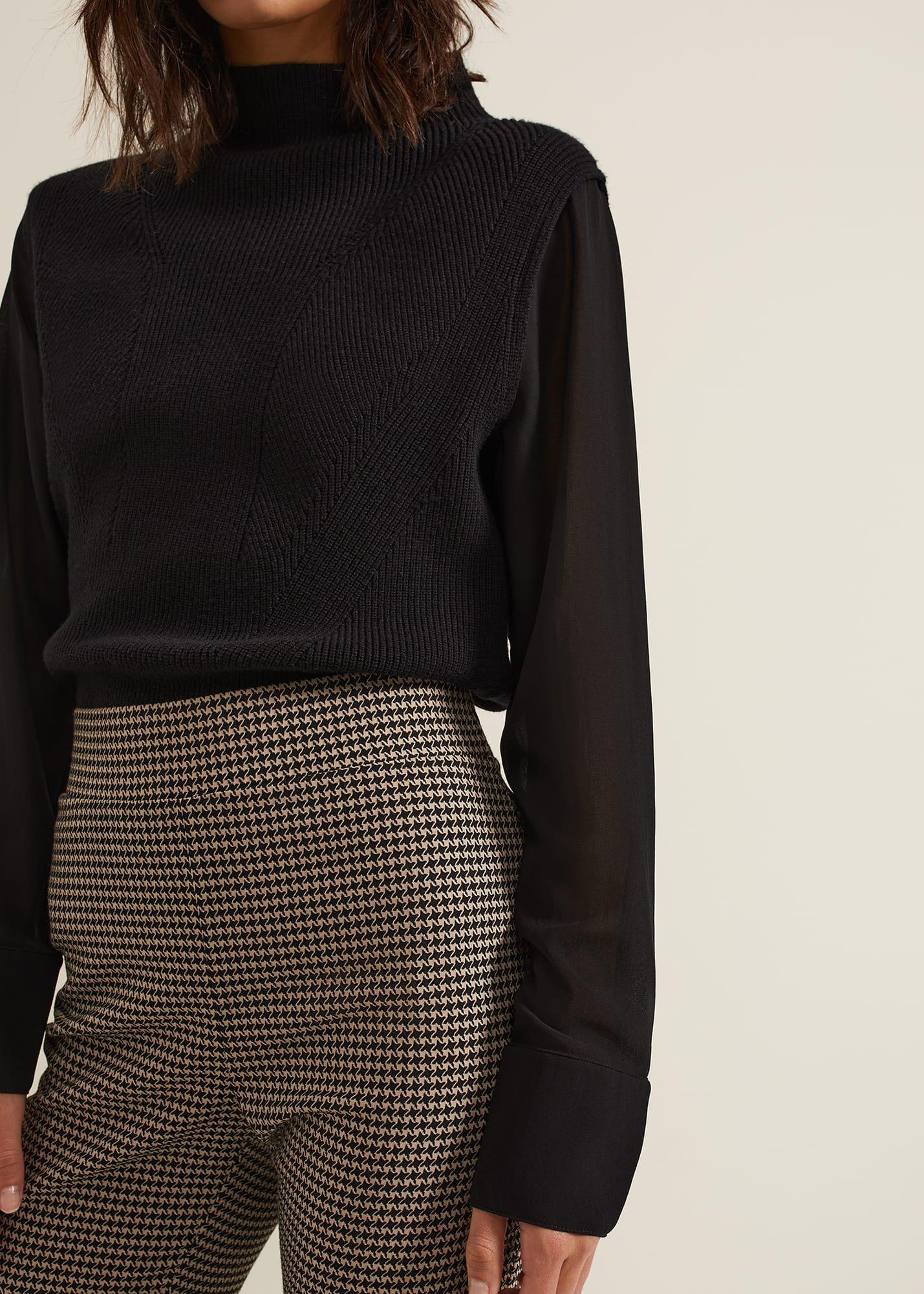 Ella Black Woven Sleeve Jumper