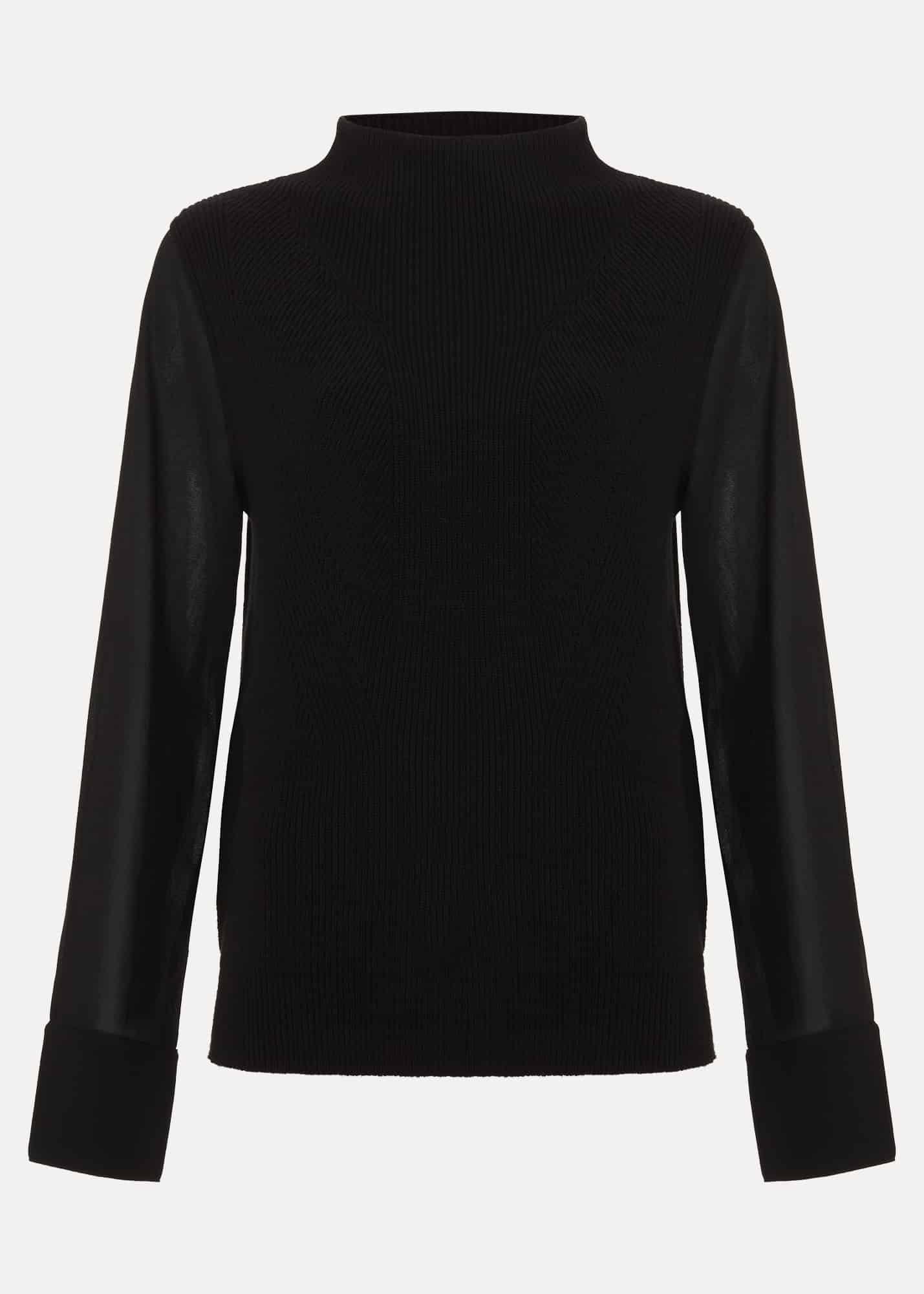 Ella Black Woven Sleeve Jumper