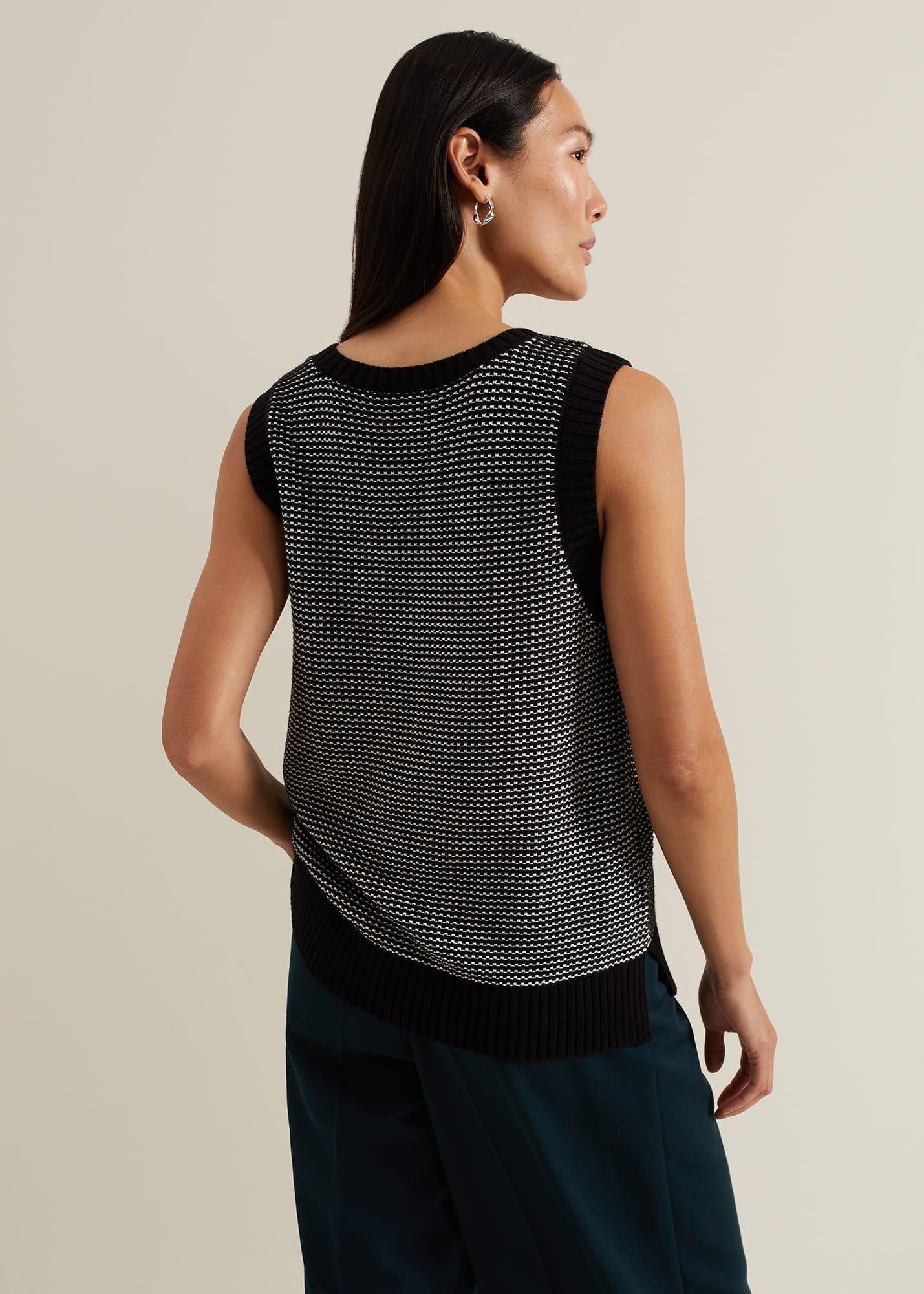 Zoe Tweed Knit Black Tank