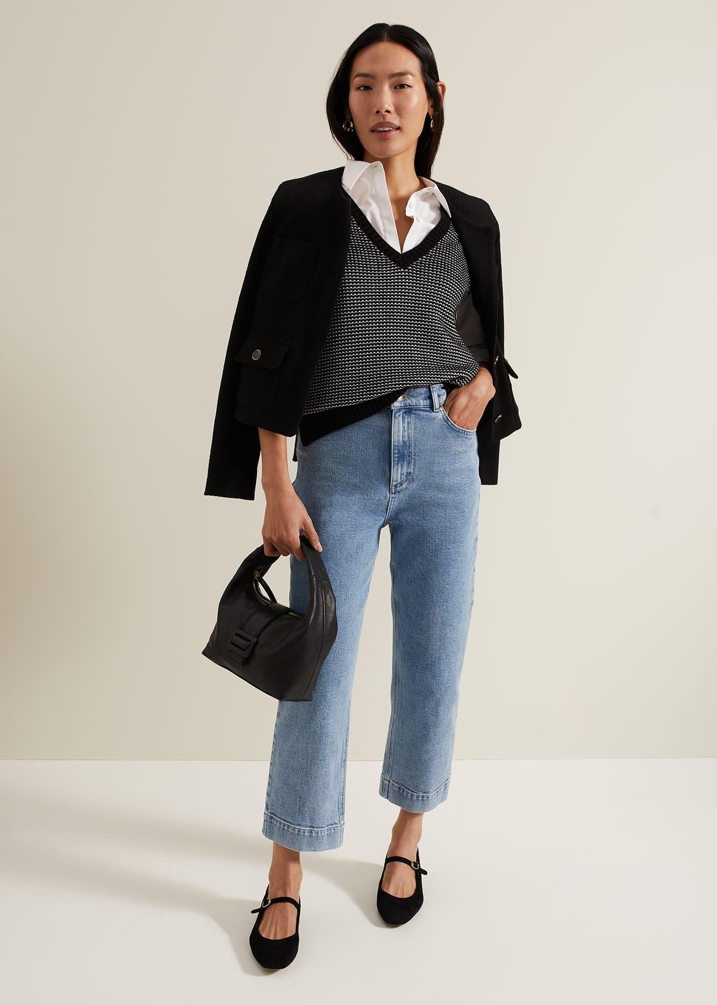 Zoe Tweed Knit Black Tank
