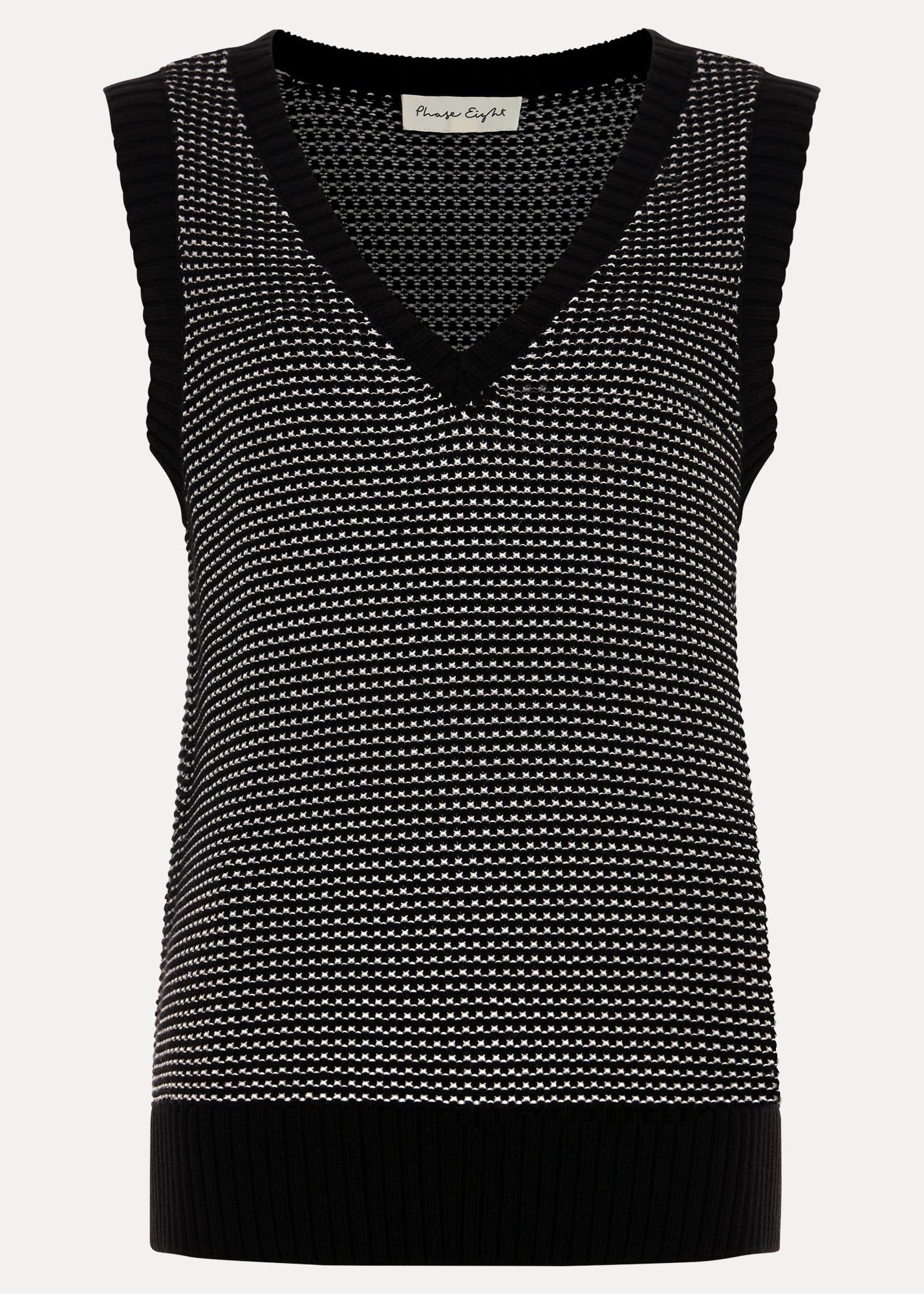 Zoe Tweed Knit Black Tank