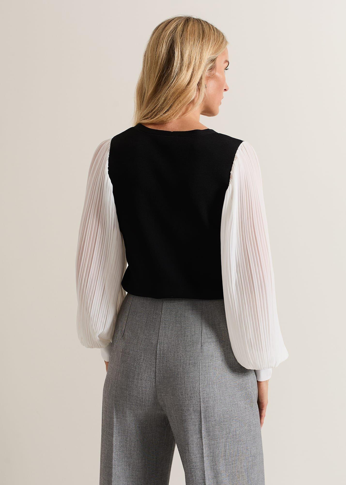 Maple V Neck Woven Sleeve Jumper