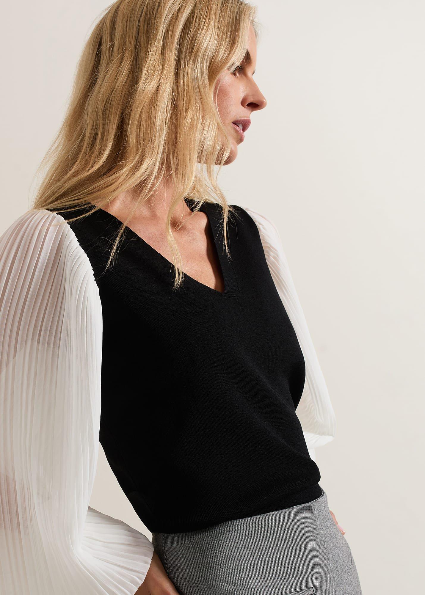 Maple V Neck Woven Sleeve Jumper