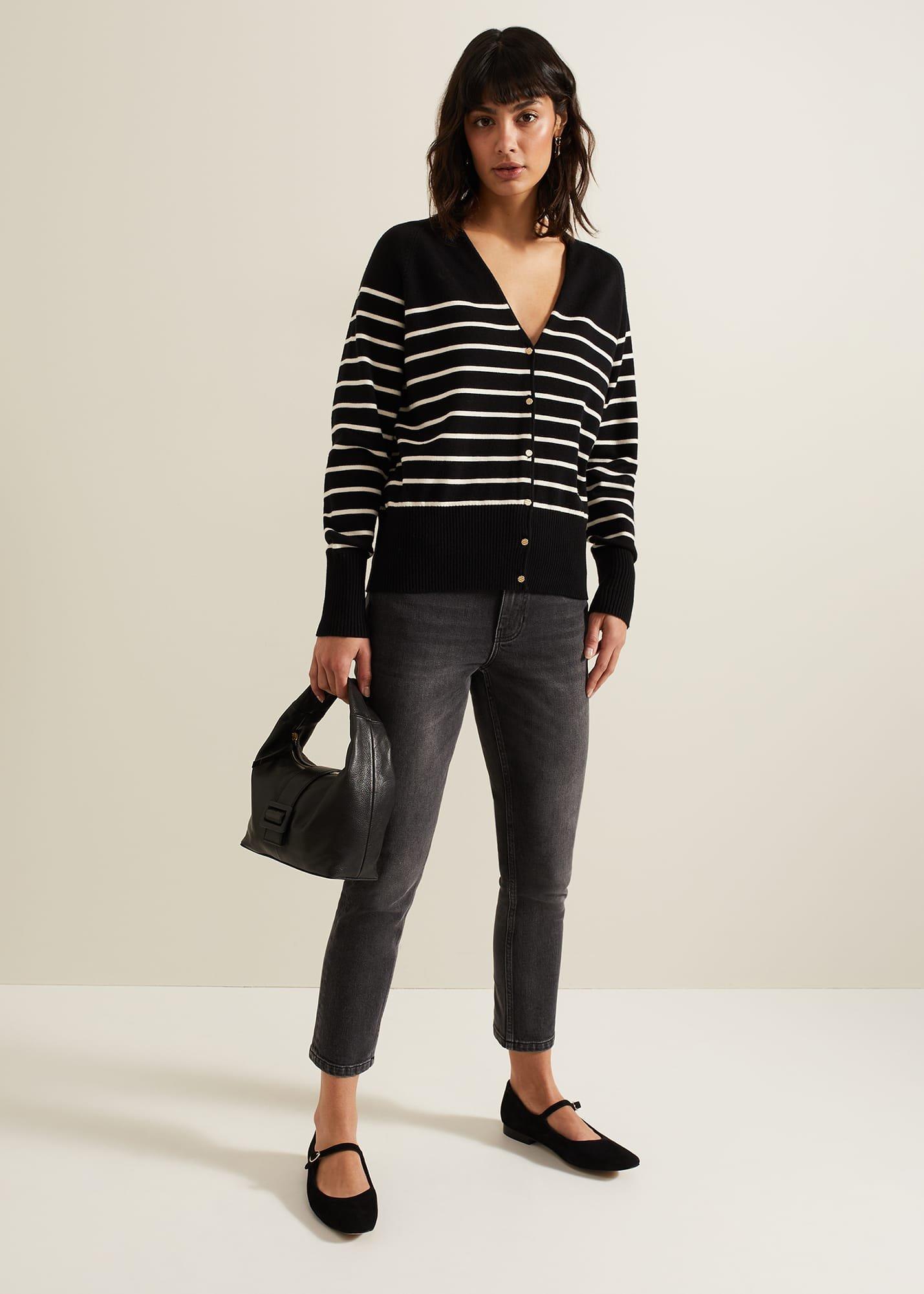 Nina V Neck Stripe Cardigan