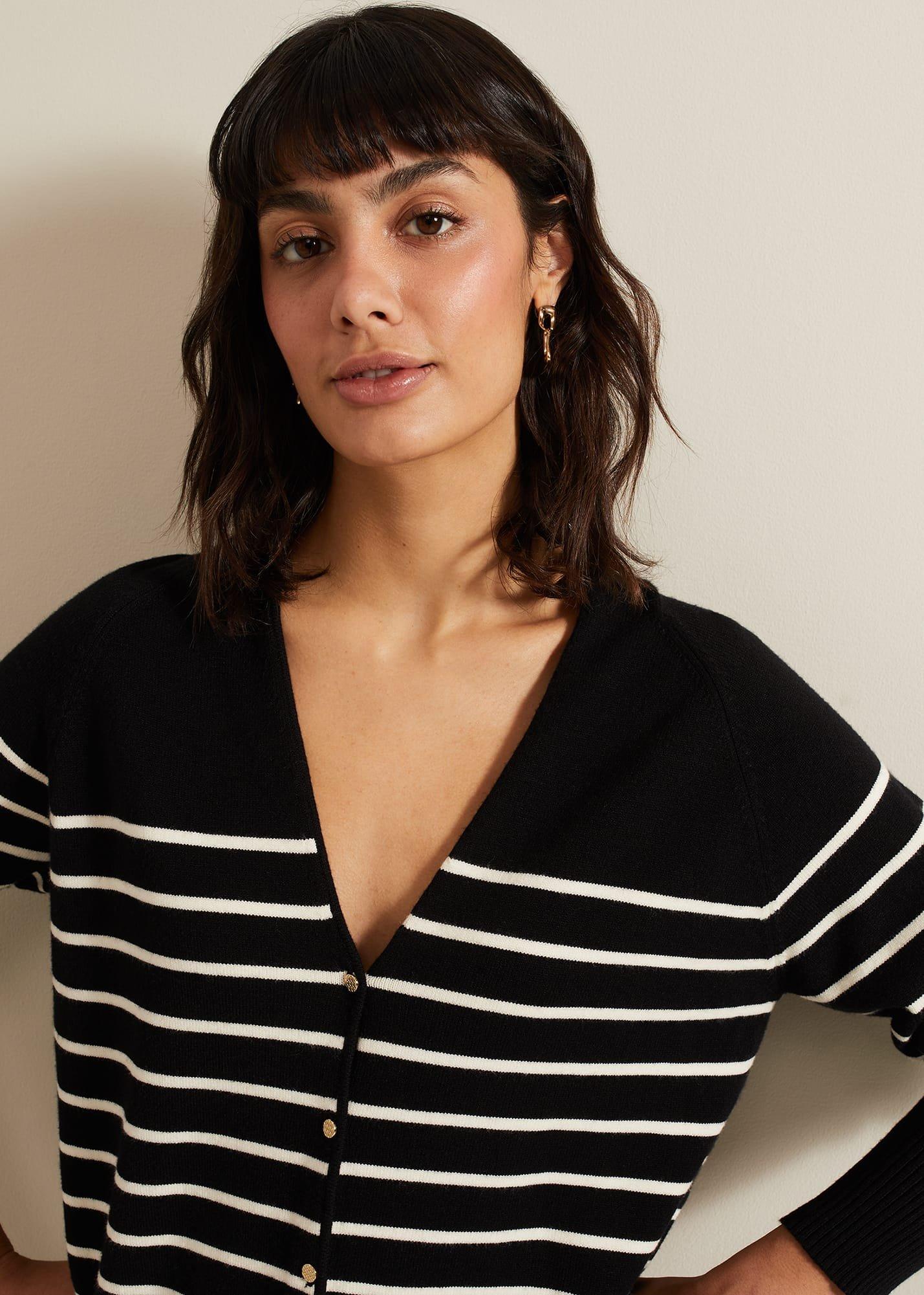 Nina V Neck Stripe Cardigan