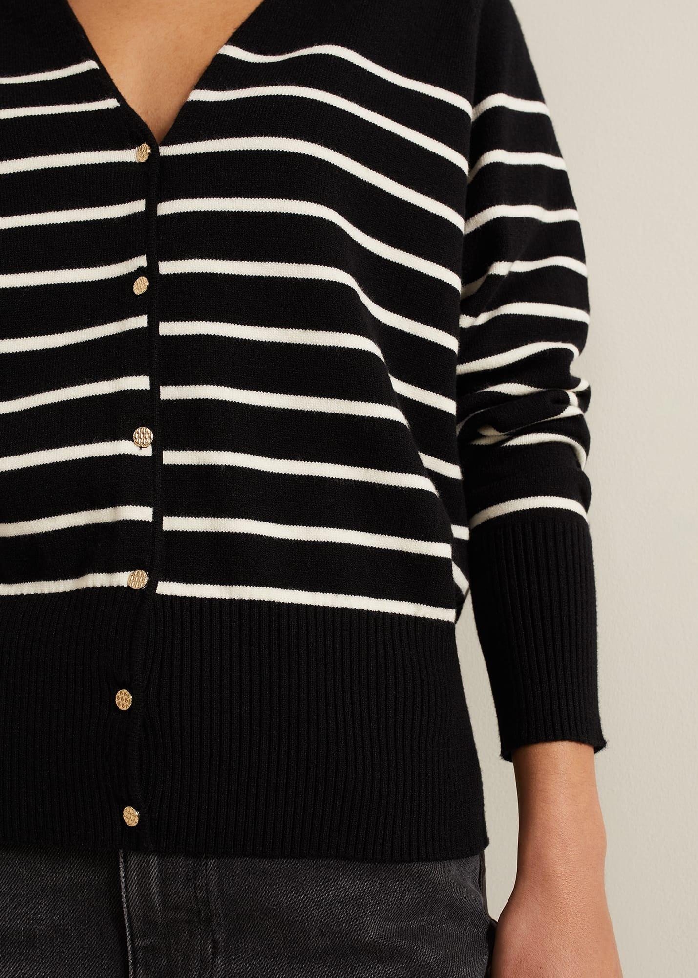 Nina V Neck Stripe Cardigan