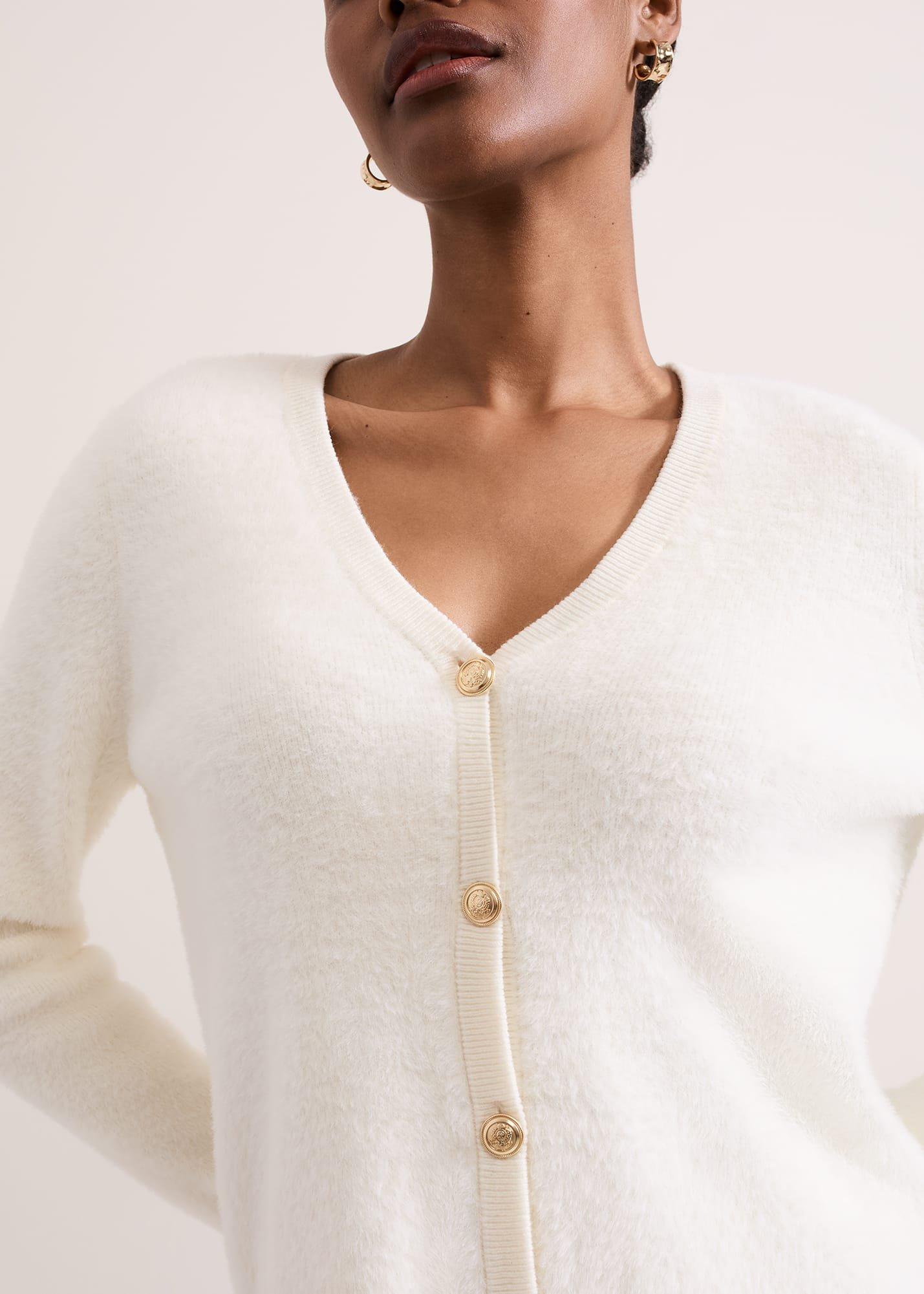 Mindy Fluffy Knit V Neck Cardigan