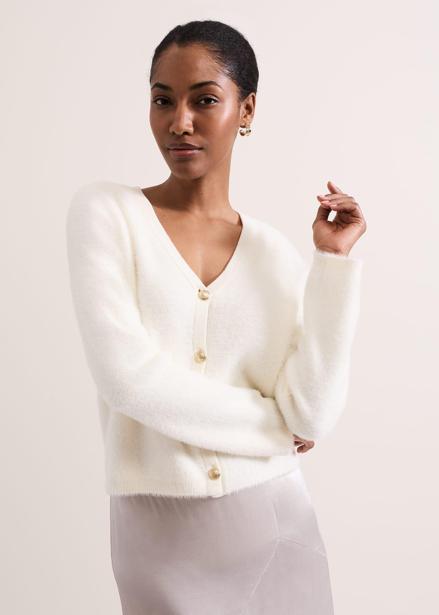 Mindy Fluffy Knit V Neck Cardigan