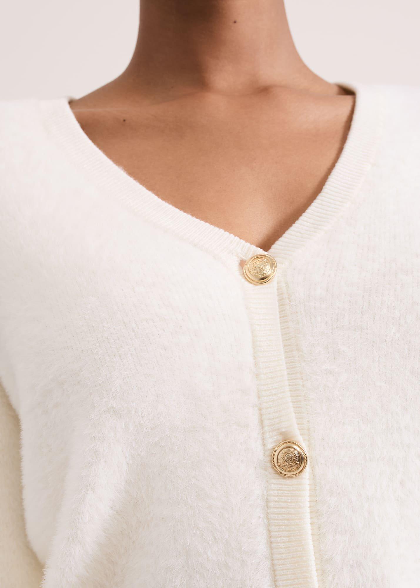 Mindy Fluffy Knit V Neck Cardigan