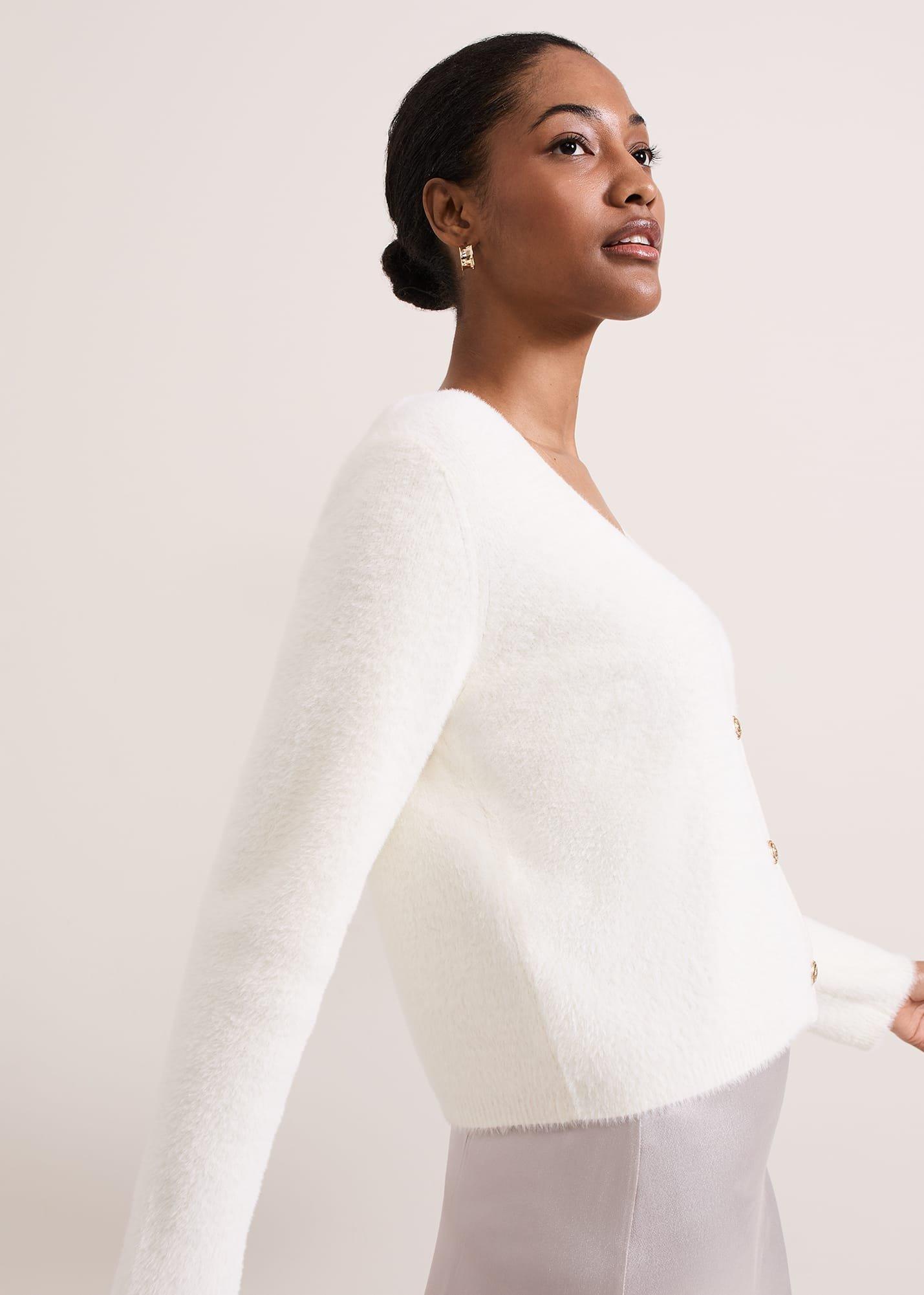 Mindy Fluffy Knit V Neck Cardigan